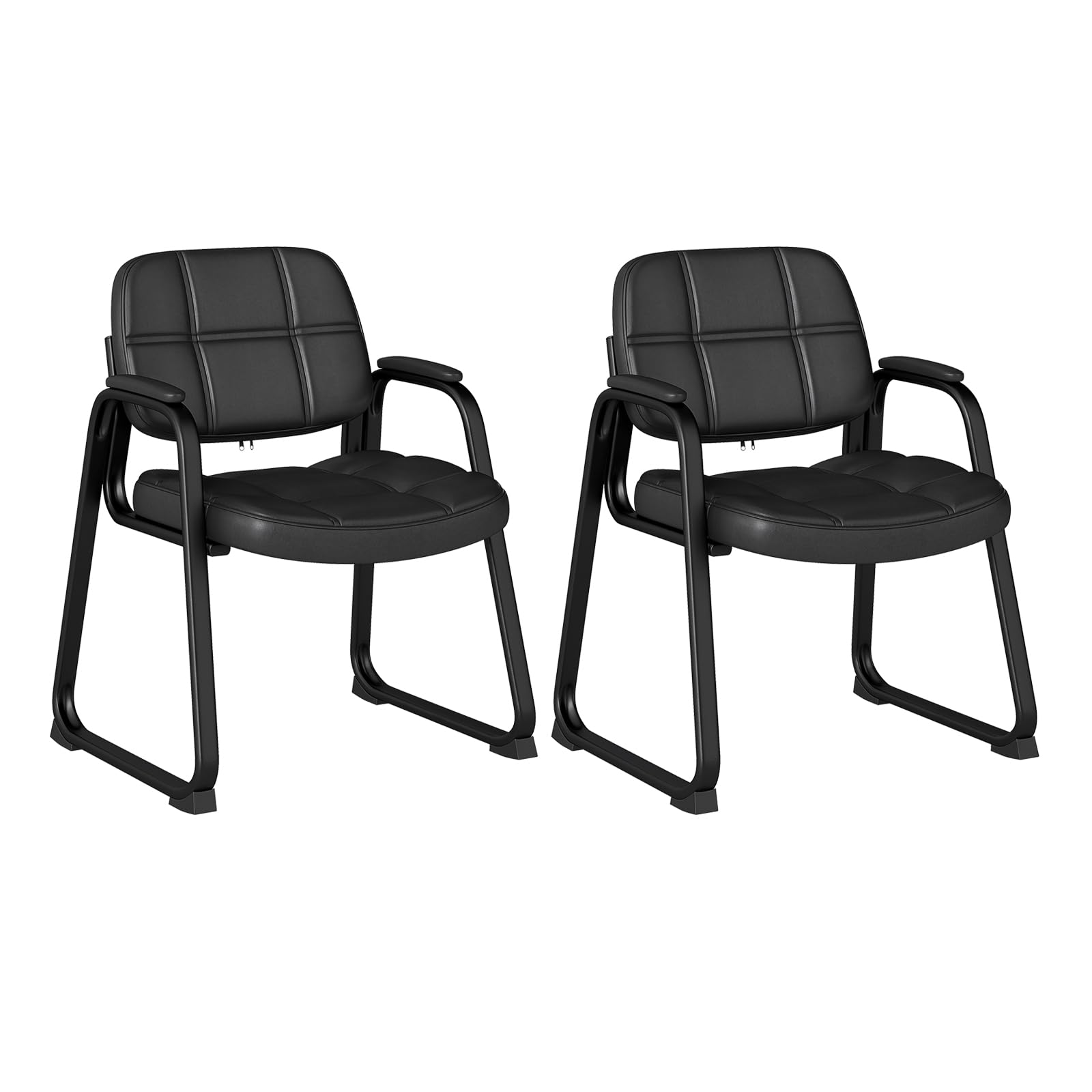 GIANTEX Set de 2 Sillas Confidente Acolchadas, Sillas de Conferencia de Cuero Artificial, Estructura de Metal, 64 x 60 x 82,5 cm