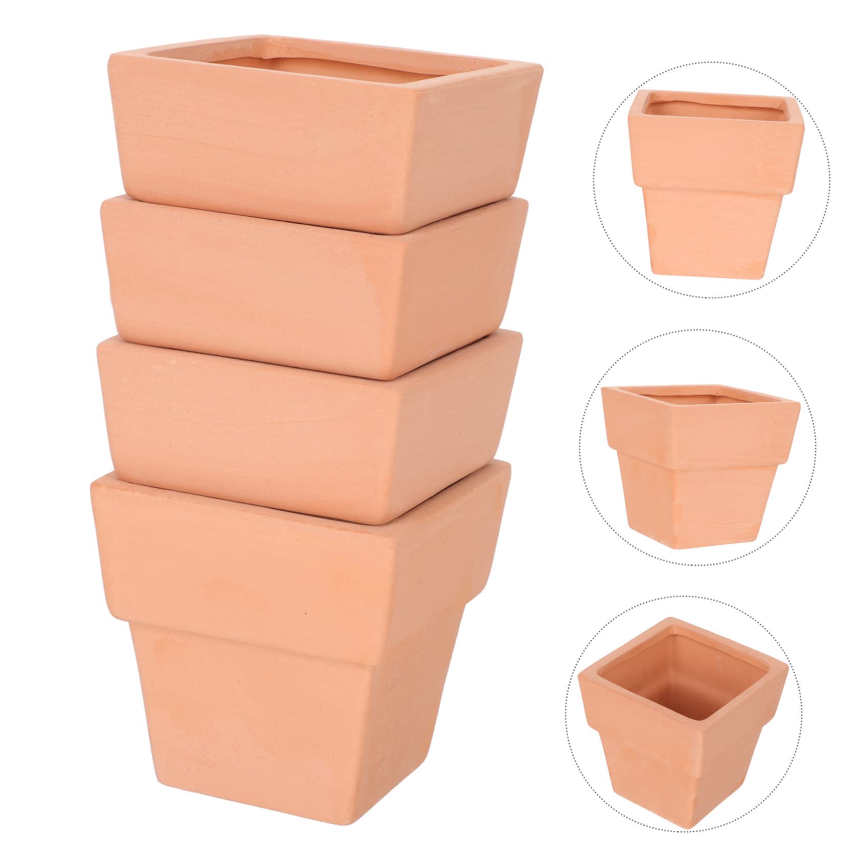 Happyyami 4szt Czerwone Ceramiczne Kwadratowe Doniczki Do Roślin Małe Doniczki Do Bonsai Dekoracyjne Doniczki Bez Zapachu