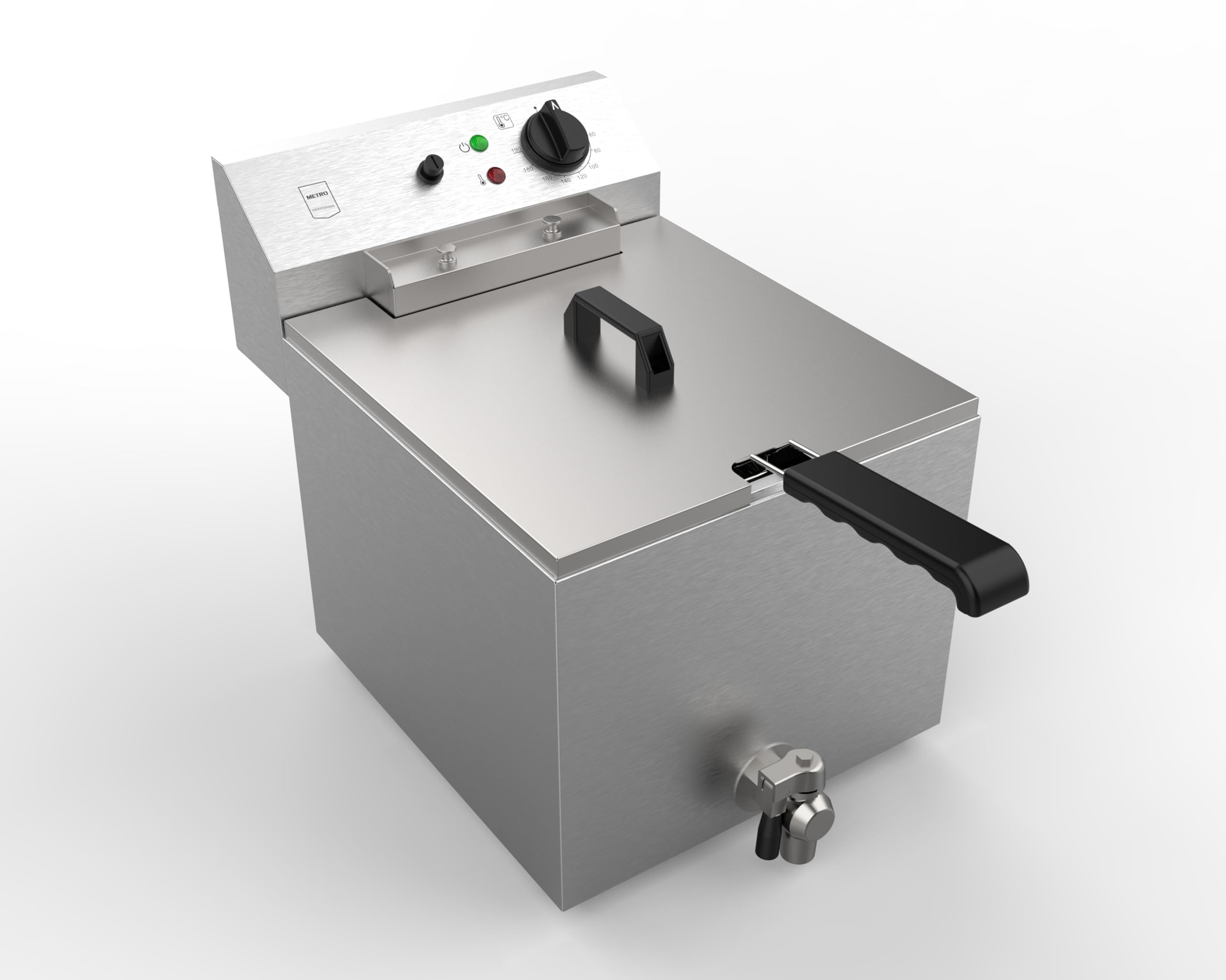 METRO Professional Freidora GDF1010, acero inoxidable, 10 litros, asa resistente al calor, 8.1 kW