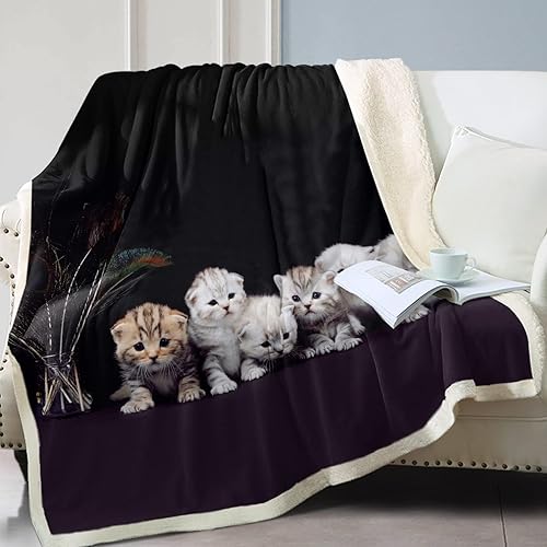 SOULZZZ Manta de sherpa de gato azul marino para adolescentes, mantas de gato Birman para amantes de los gatos de la siesta con seis gatos persas