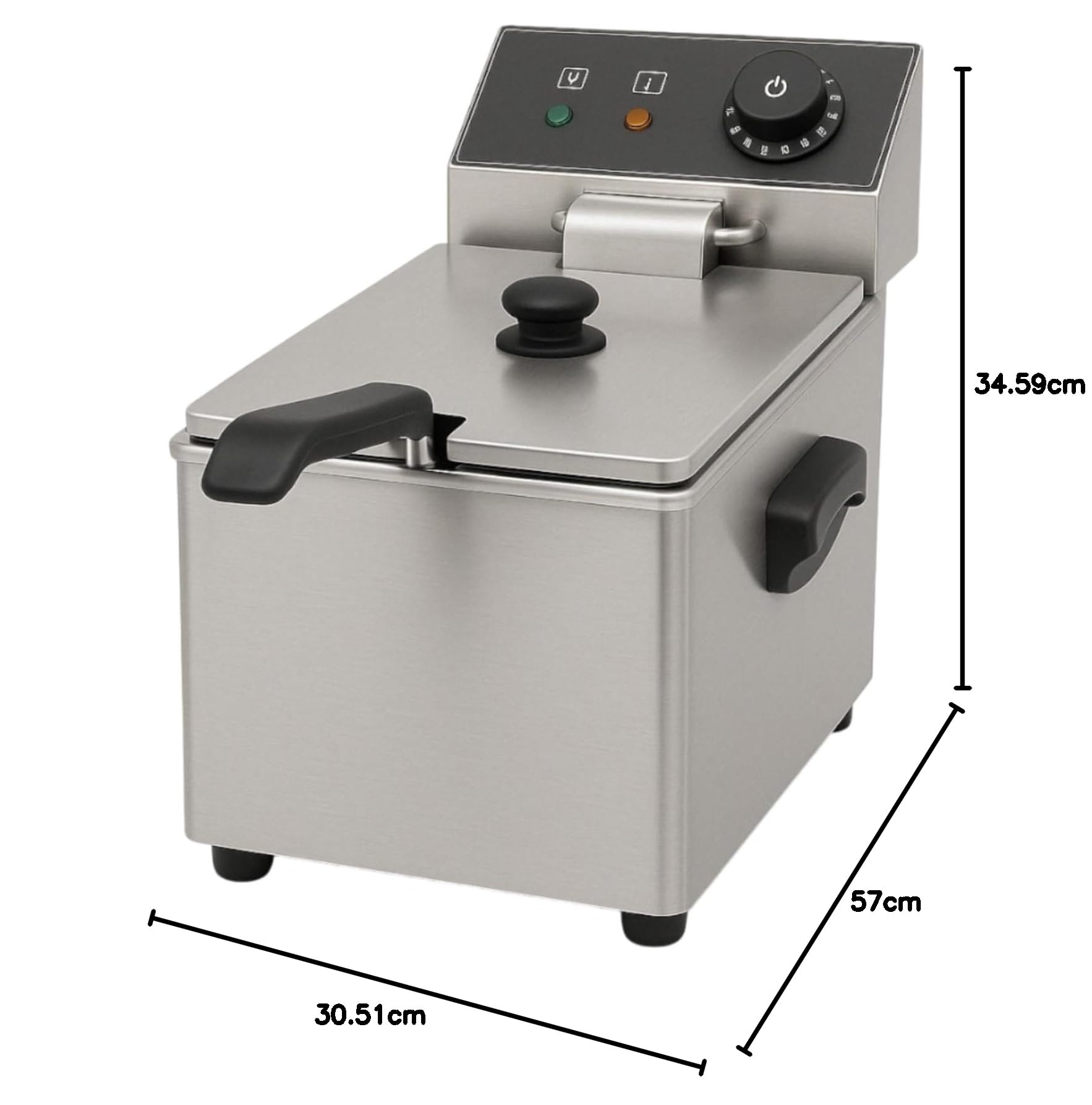 Friteuse Électrique Professionnelle 8L - 2800W - Température 190°C - Cuve Inox - Thermostat Sécurité
