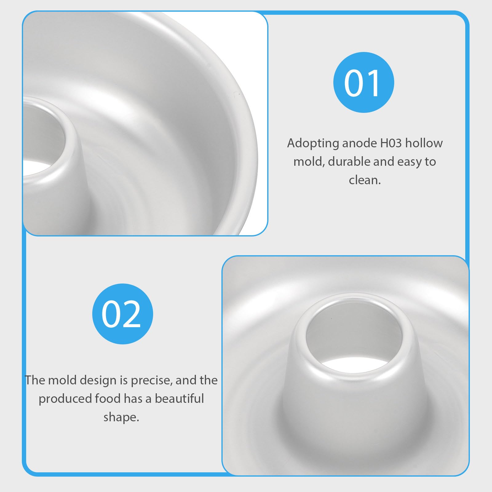 SHINEOFI Moule à Gâteaux à Donuts en Alliage D'aluminium Léger et Résistant Four, Moule à Pâtisserie Argenté pour Maison et Boutique de Gâteaux