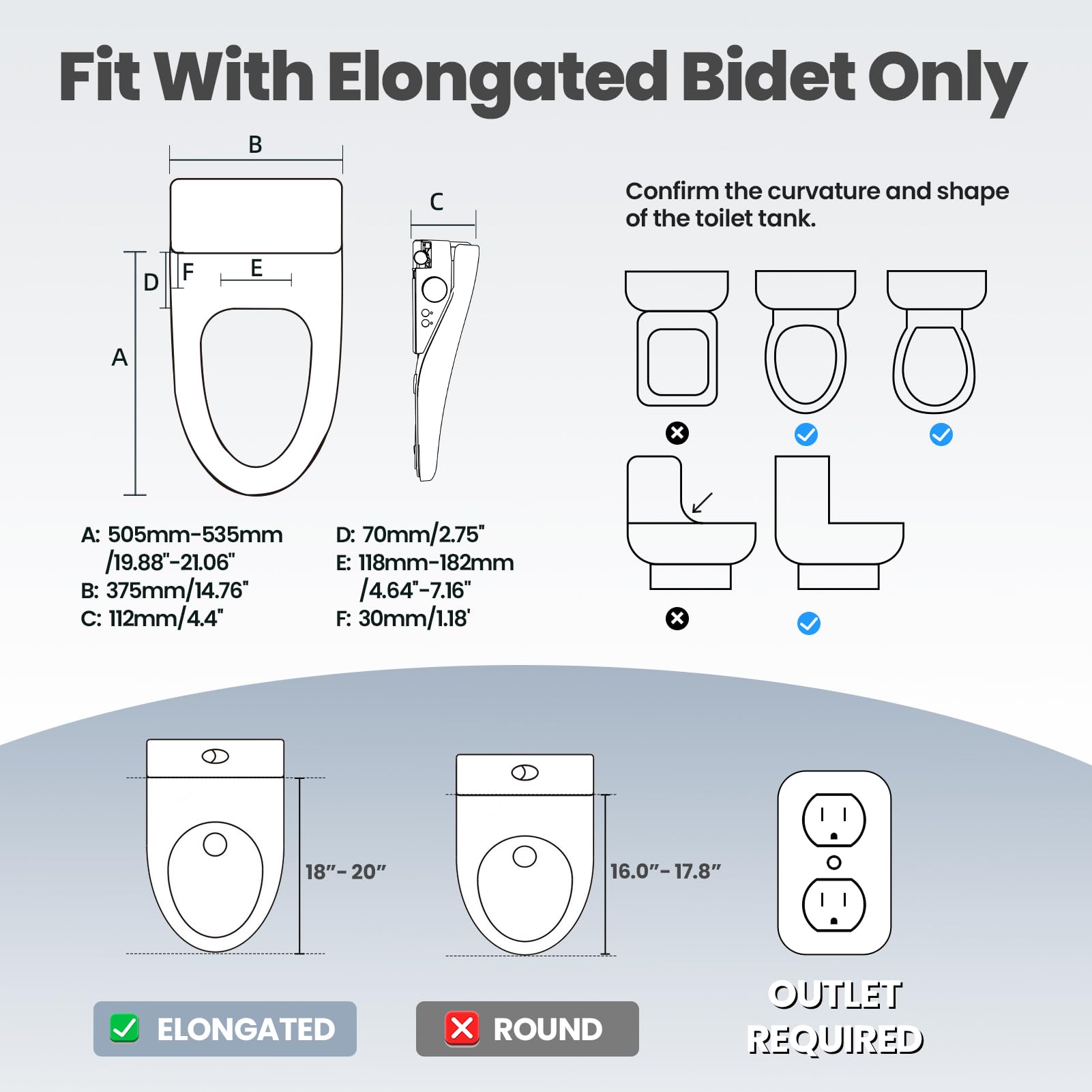 Tadashi Bidet Toilet Seat Elongated Heated Toilet Seat Instant Warm Water Dryer Feminine Rear Wash Self-Clean Nozzle Slow — view 2