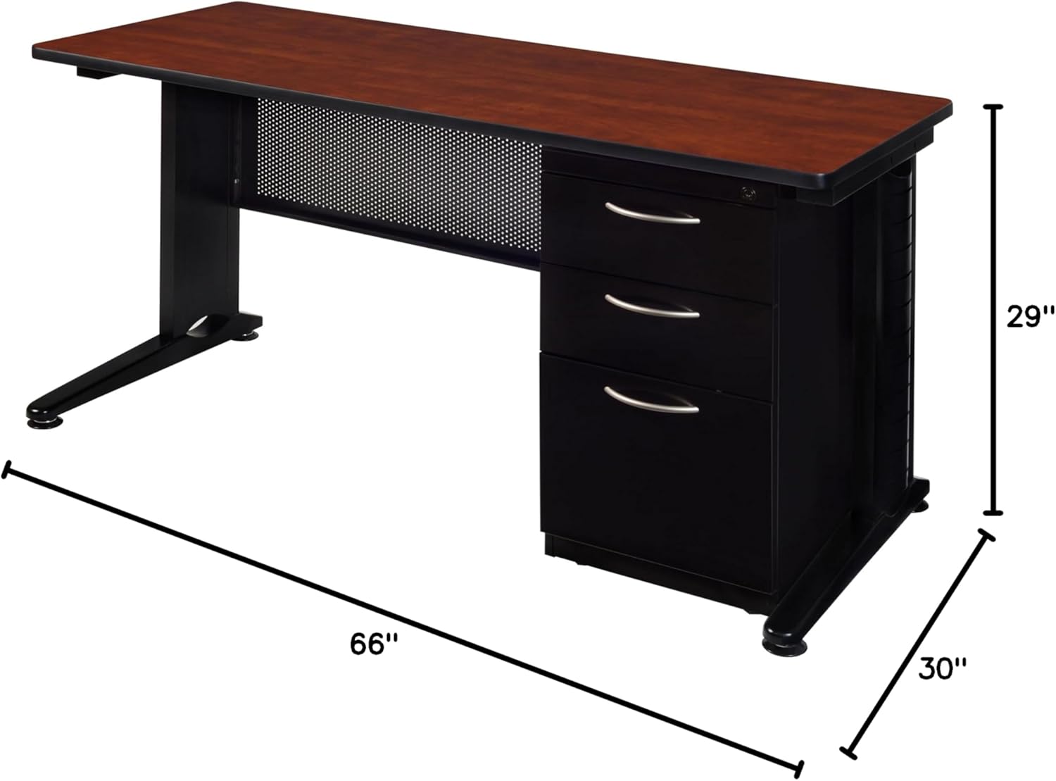 Regency Fusion 66 x 30 Teachers Desk with Single Pedestal Drawer Unit- Cherry