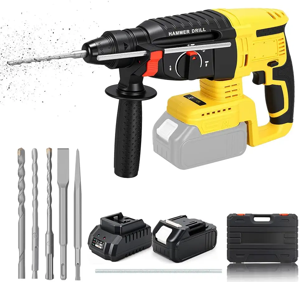 Martelete Rotativo Rompedor Furadeira de Impacto Brushless, Martelete Rompedor, Furadeira de Impacto, Martelo Perfurador Rotativo Rompedor, Função de Rotação E Perfuração Ajustáveis