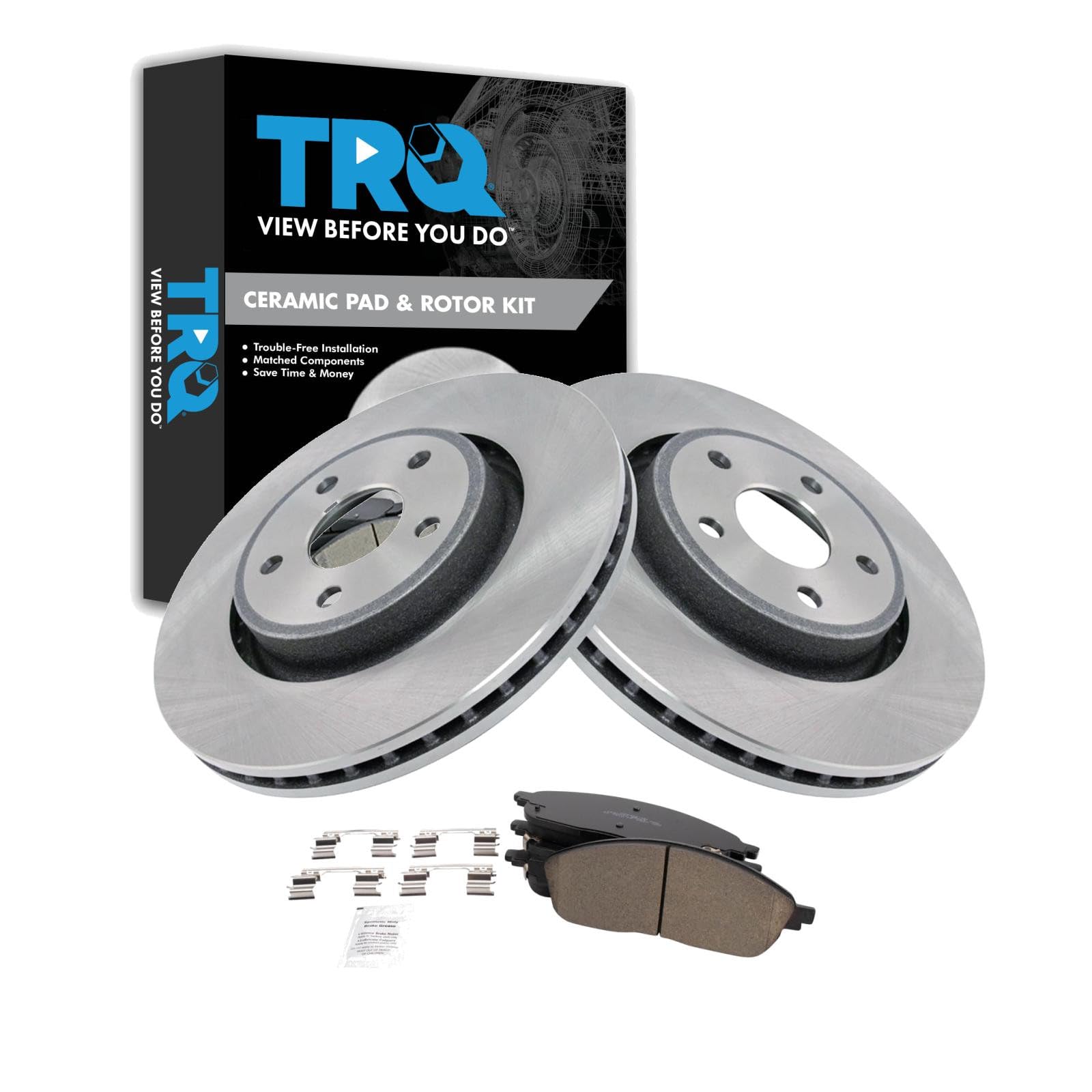 TRQ Front Brake Pad and Rotor Set Ceramic Compatible with 2021 Jeep Grand Cherokee