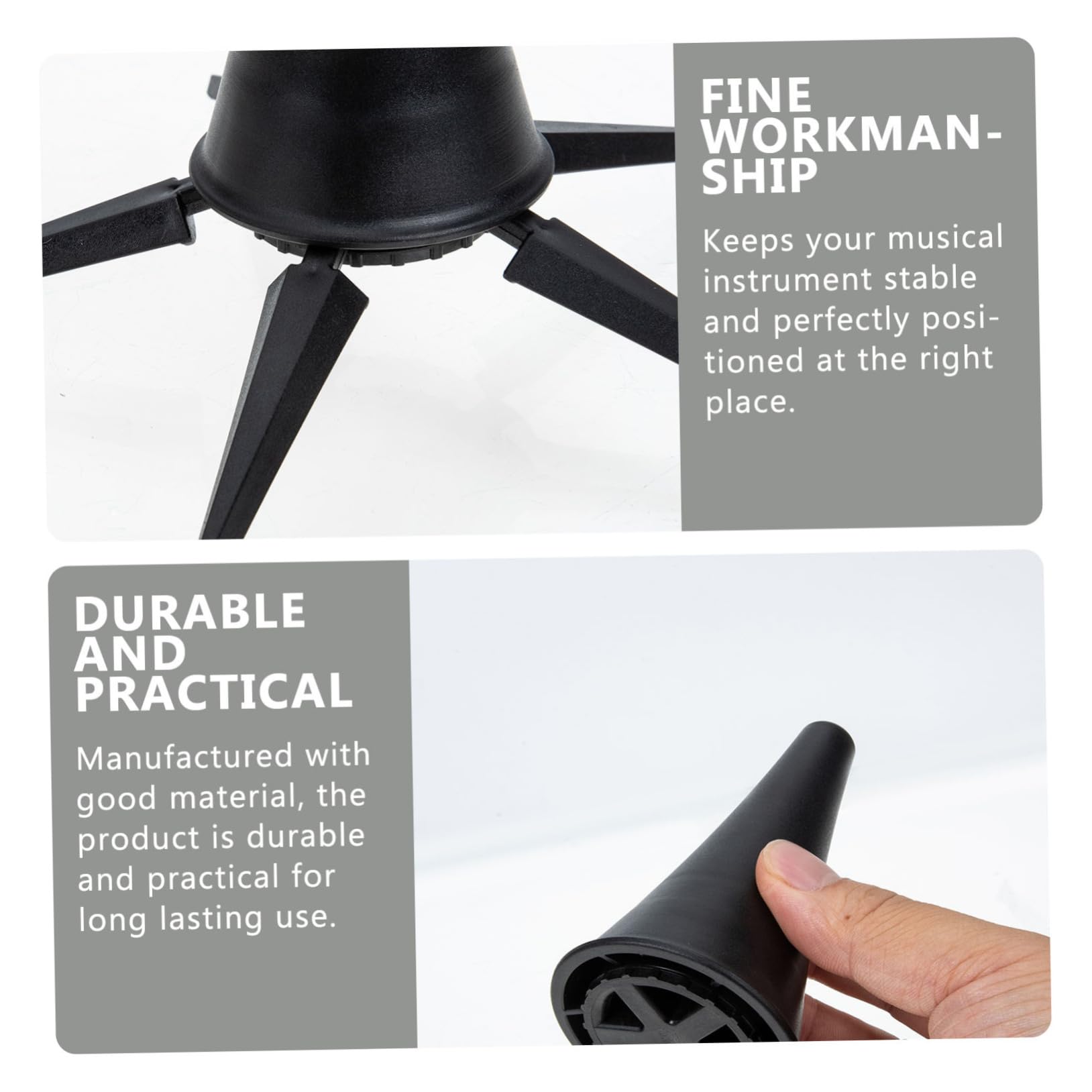Supporto per Clarinetto Nero Portatile Design Pieghevole e Base a Cinque Gambe in Ferro e Abs per Protezione Strumenti Musica