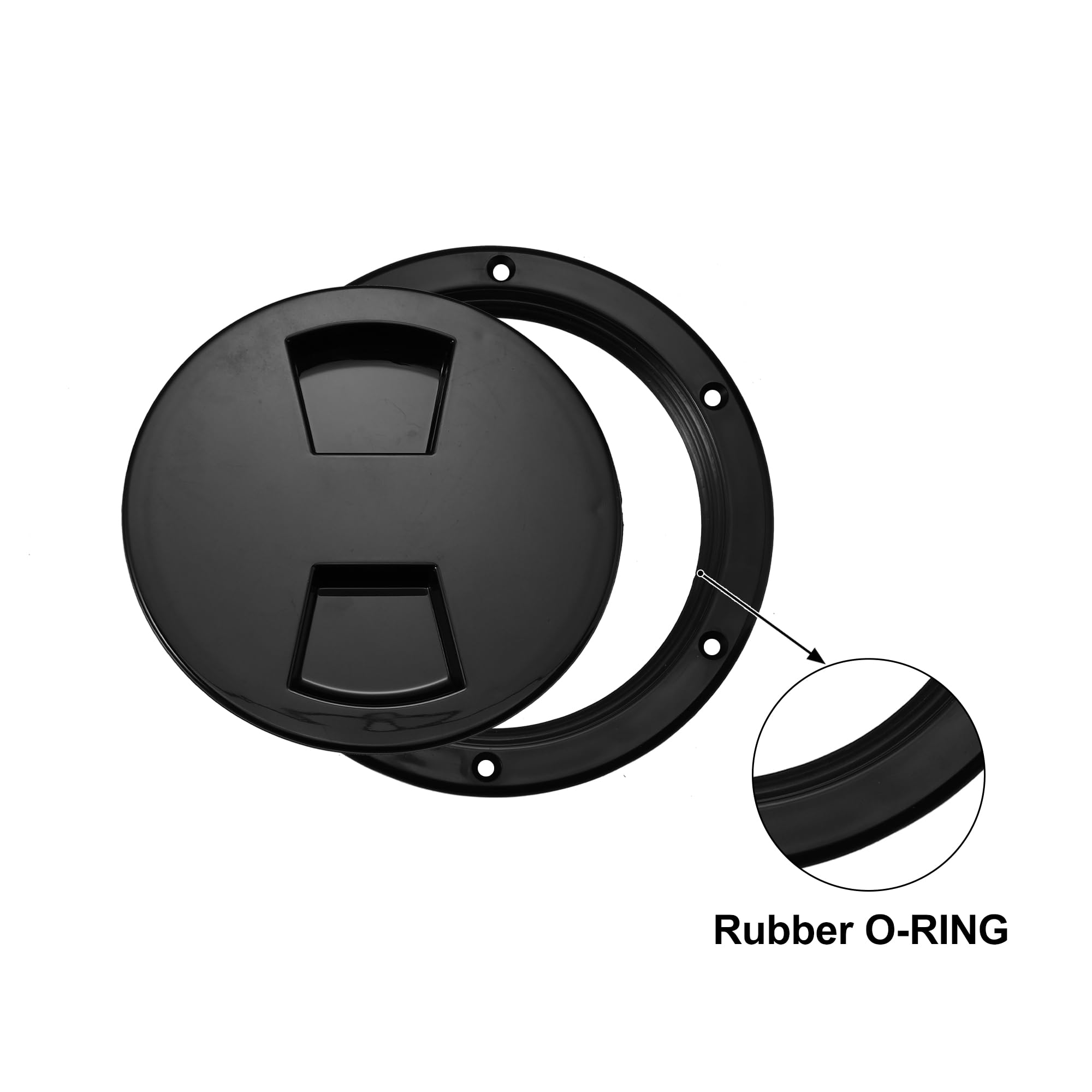 X AUTOHAUX Piastra Di Ispezione Per Barca Con Coperchio Rimovibile – Diametro 10,2 Cm, Colore Nero
