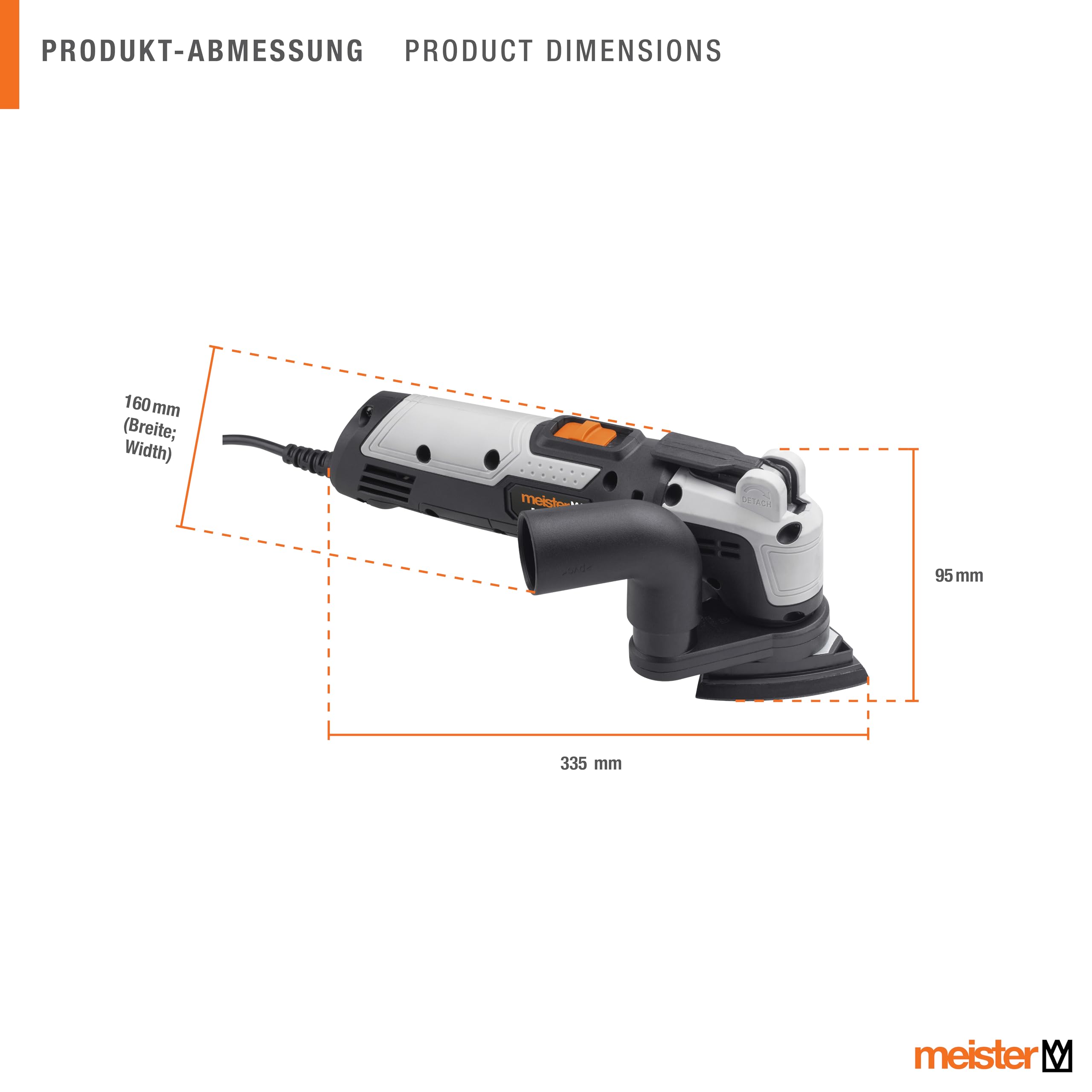 Meister Utensile multifunzione 310 W, MFW310 – Regolatore di velocità – per segare, levigare e raschiare – Include lama per sega ad immersione, raschietto, piastra abrasiva/multiutensile con accessori