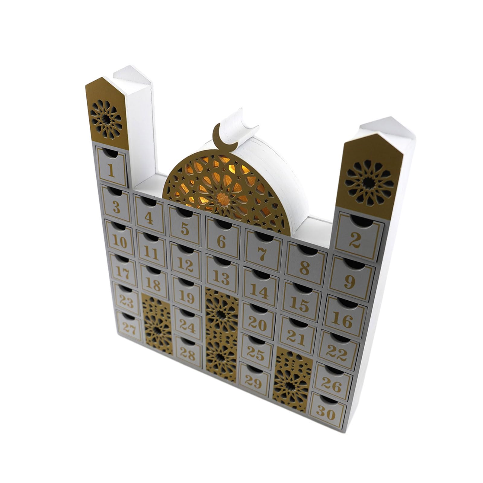 Calendario de cuenta regresiva de madera con luz LED, calendario de Adviento para niños y adultos, decoración del hogar, regalo de fiesta, calendario de Adviento Eid