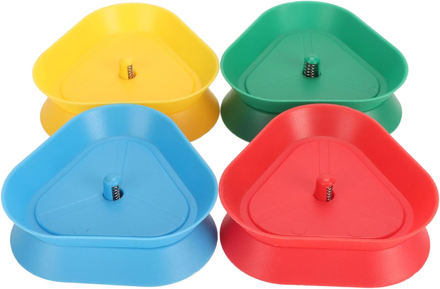 Card Playing Holder Card Rack Poker Rack 4 Mixed Colors Triangle Shape Round Expandable 10-12 Cards Press Center Button for Youth Adults Arthritis Family Game Nights
