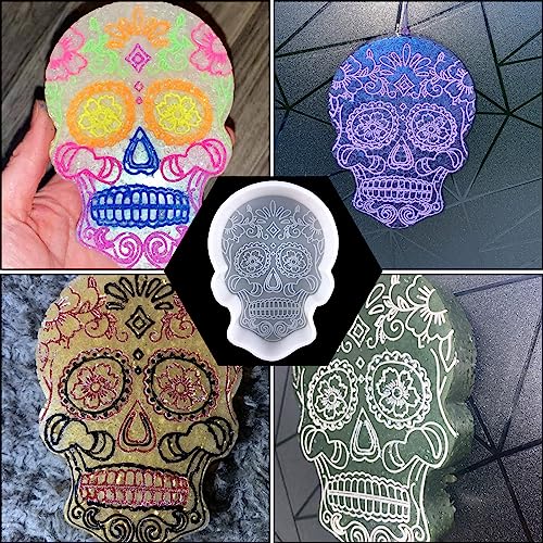 Afoofa Sugar Skull Head Car Freshies Molds, Silicone Freshie Molds, Silicone Epoxy Resin Mold For Freshie Making Aroma Bead Soap Candle Pendant Wax Melt Resin Casting Diy Handmade #TOP3