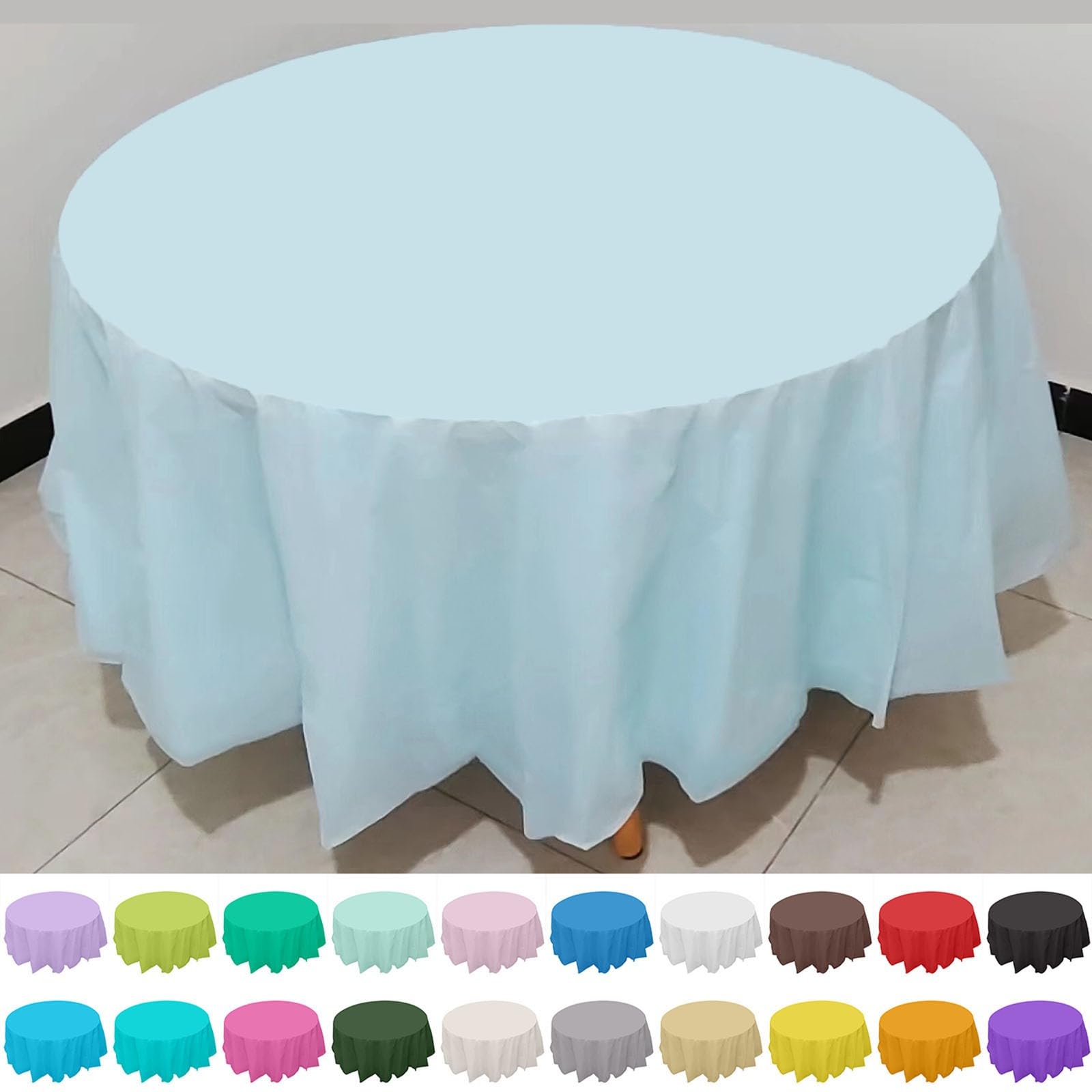 Kinlop 12 Tovaglie Rotonde In Plastica Per Feste | 213 Cm, Usa E Getta, Impermeabili | 6 Disegni Colorati Per Compleanni E Picnic - 4