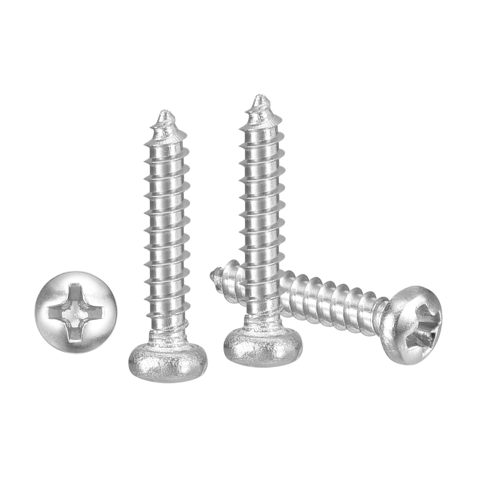 METALLIXITY Phillips Pan Head Self Tapping Screws(M2x12) 50Pcs, 304 Stainless Steel Self Drilling Screw for Metal Wood Plastic, for Cabinet Wall Shutter Plate Rock Furniture, Silver Tone — image 1