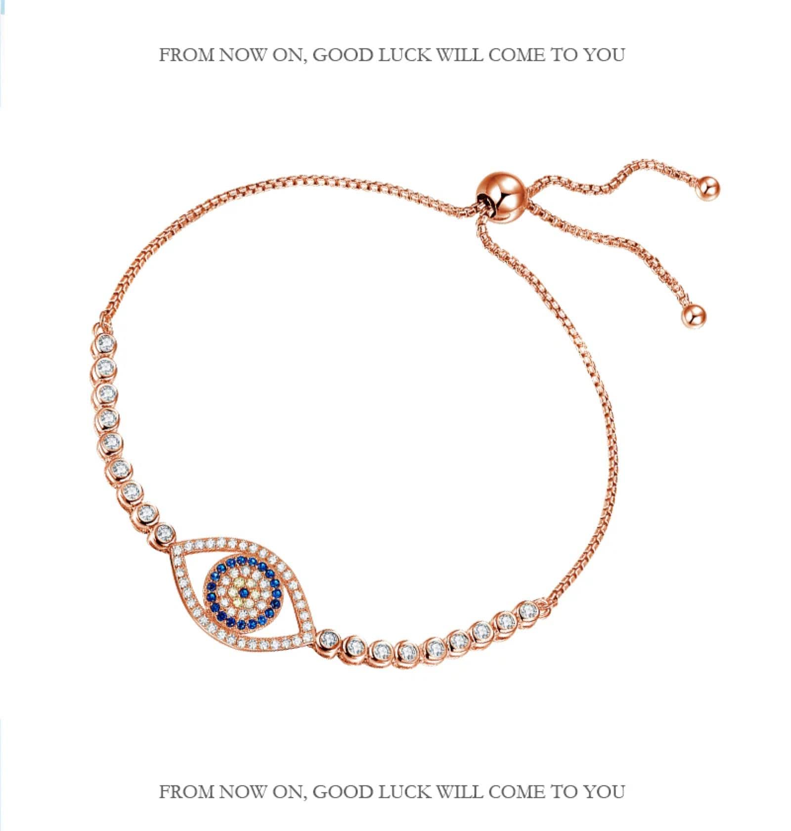 Braccialetti Con Ciondoli In Argento Sterling 925 Per Donna Bracciale Con Occhio Diabolico Blu Cz Tennis Gioielli In Oro E Rosa Regali Per Uomo Catena A Scatola