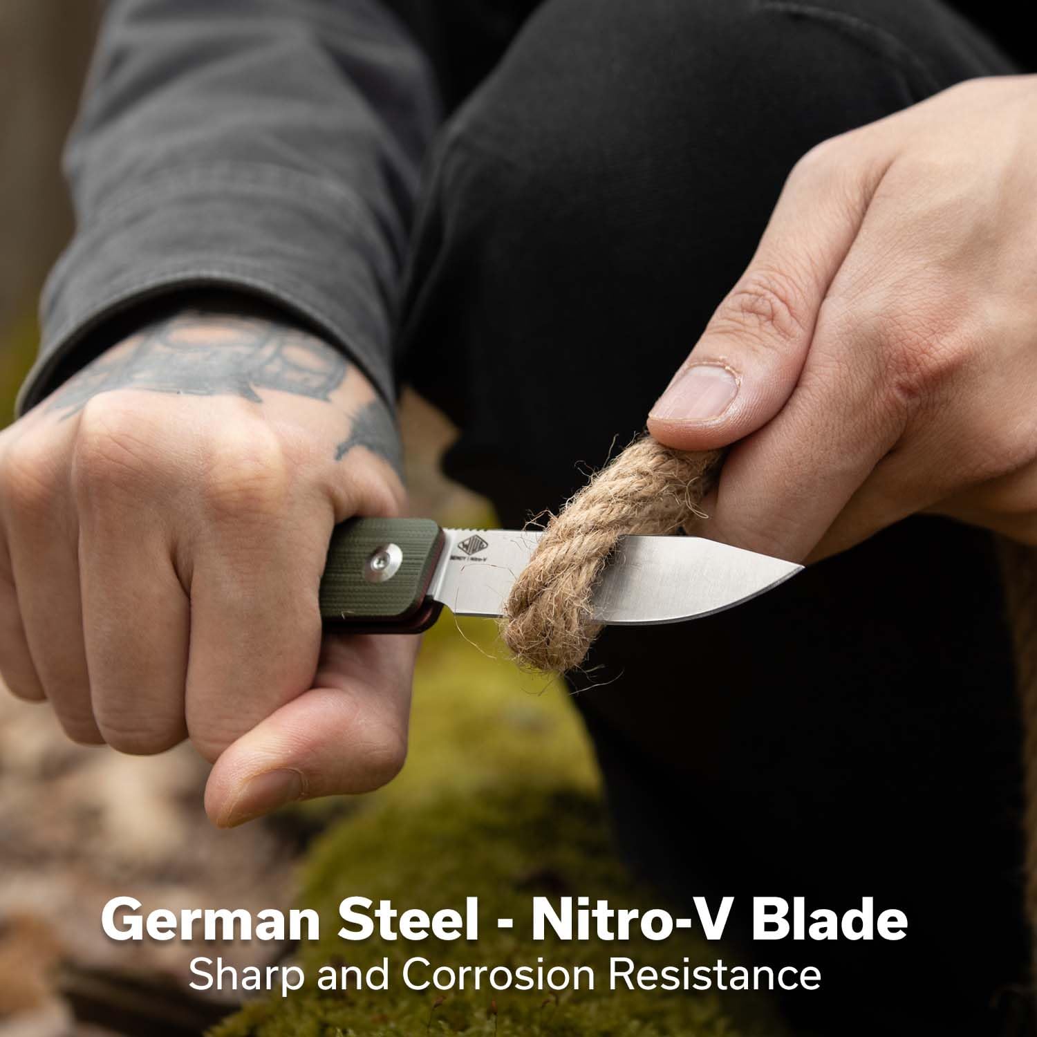 CIVIVI Slippy Sendy Pocket Knife, Slip Joint Folding Knives 7.15 CM Nitro-v Blade G10 Handle, Outdoor EDC Knife C24075B-1 (Green & Red)