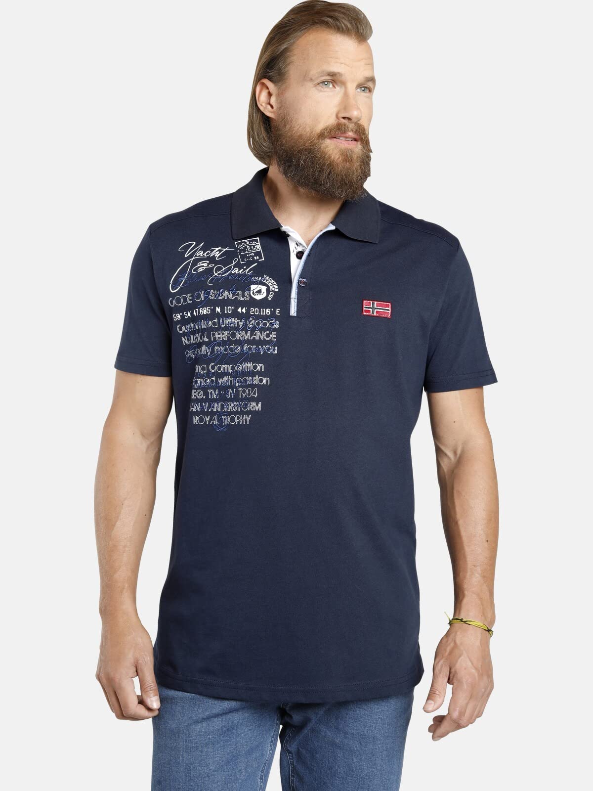 Jan Vanderstorm Herren Poloshirt Jano | bedruckt | Kurzarm-Polohemd | Polokragen | 100% Baumwolle | große Größen L-7XL