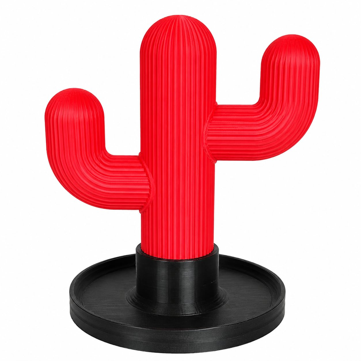 3D Printed Cactus Headphone Stand with Organizer Tray | Desktop Headset Holder for Gaming, Office & Home | Earphone, Cable & Accessories Organizer | Premium PLA | Red & Black-image-42