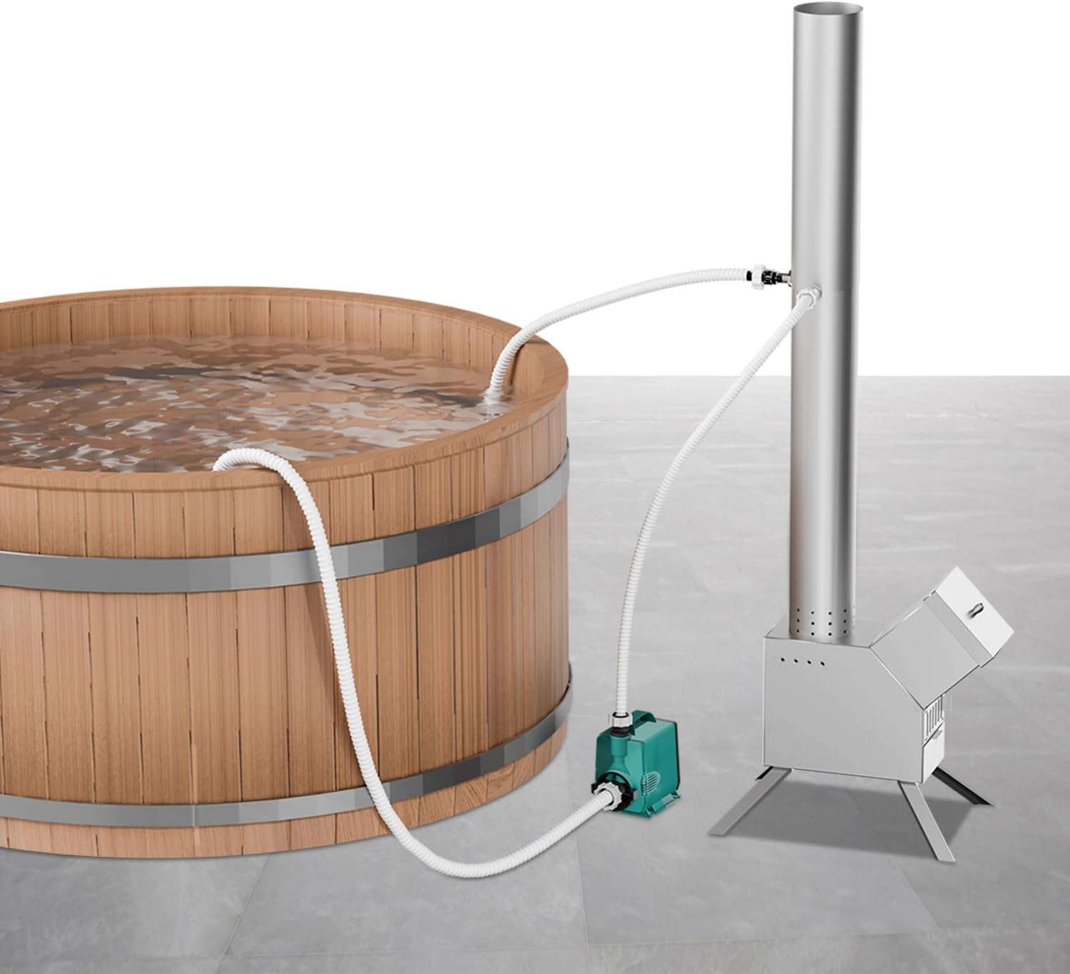 ECOPOOLTECH Outdoor Poolheizung Holz Feuertonne