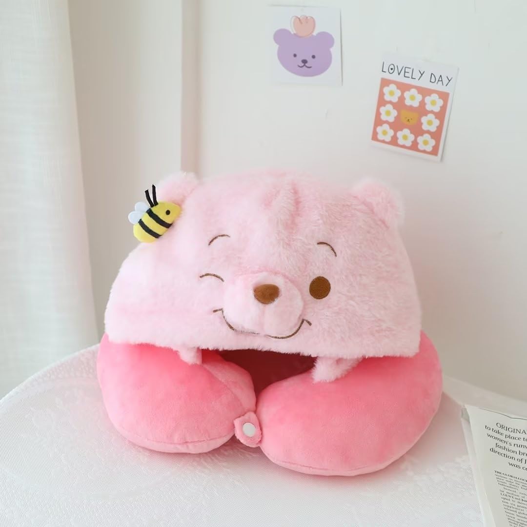 Amazon｜くまのプーさん ルシファー 昼寝枕 首枕 フード付きU字型