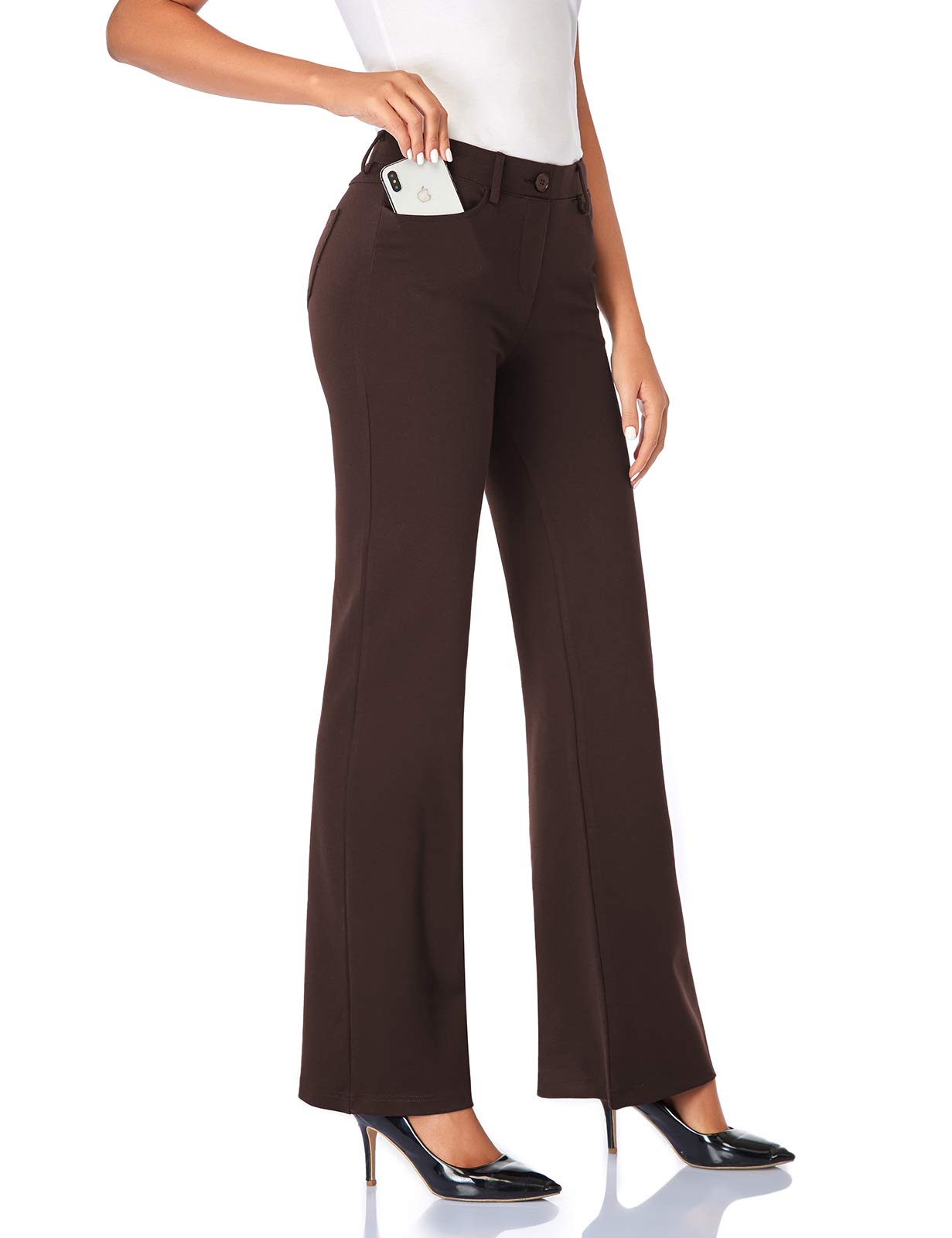 TapataWomen's 28''/30''/32''/34'' Stretchy Bootcut Dress Pants with Pockets Tall, Petite, Regular for Office Work Business