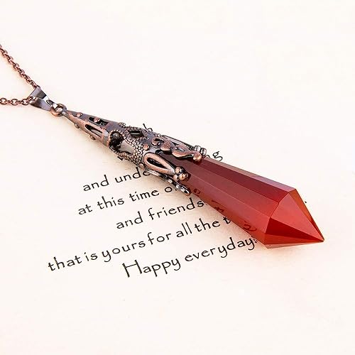 Miniatura 7 de Bivei Collar de chakra de latón antiguo retro con 12 prismas hechos de prisma con piedras preciosas de cuarzo y piedra curativa