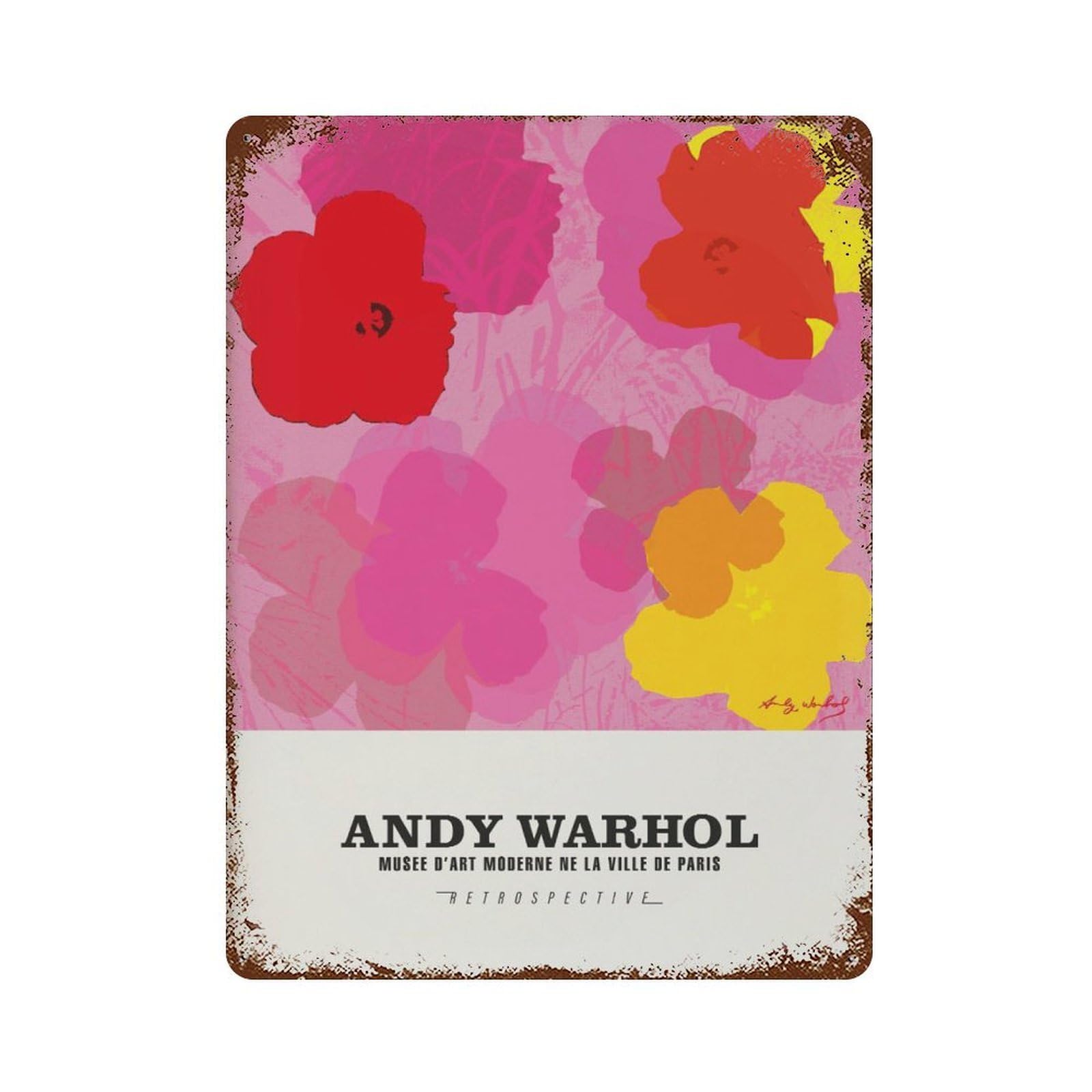 xiaoxiaoshen Andy Warhol Flower Exhibition Pop Wall Decor Art Metal Tin Poster Modern Home Decor Art Home Bar Shop Decorations Vintage Sign 40x30cm