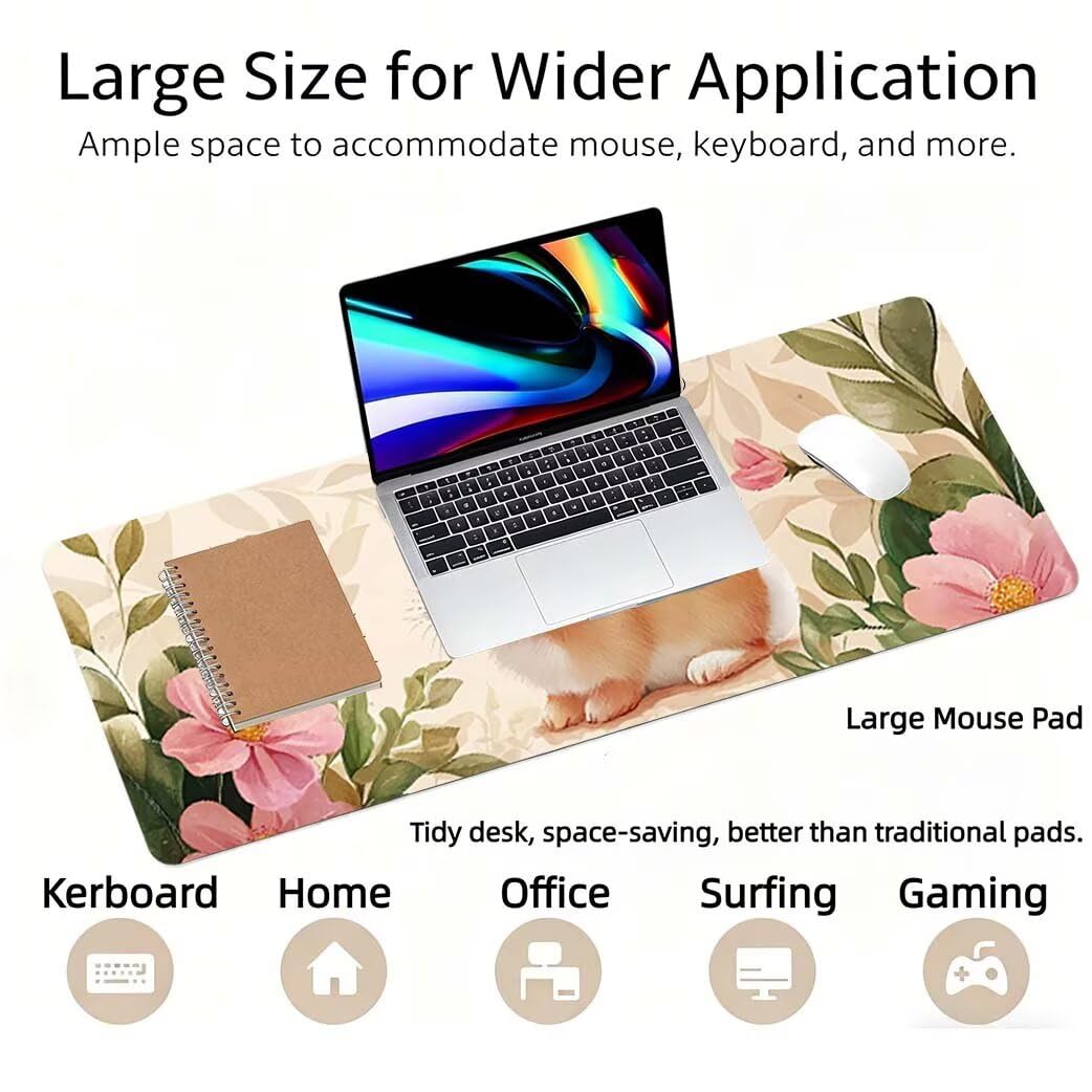 Lpfieonn Katze Großes Schreibtischunterlage, XXL Schreibtischunterlagen, Blau XXL Wasserdicht Gaming Mousepad mit Vernähter Rand und Rutschfeste Gummibasis, für Laptop/Hause/Büro 120x60cm PF-3551