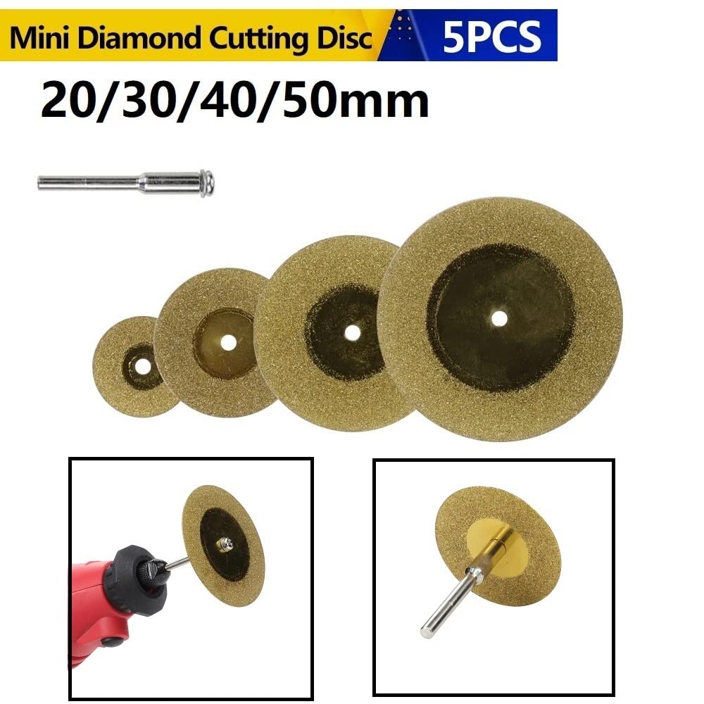 Juego de mini discos de corte de diamante de 5 piezas - Hojas de sierra circular recubiertas de titanio(40mm)