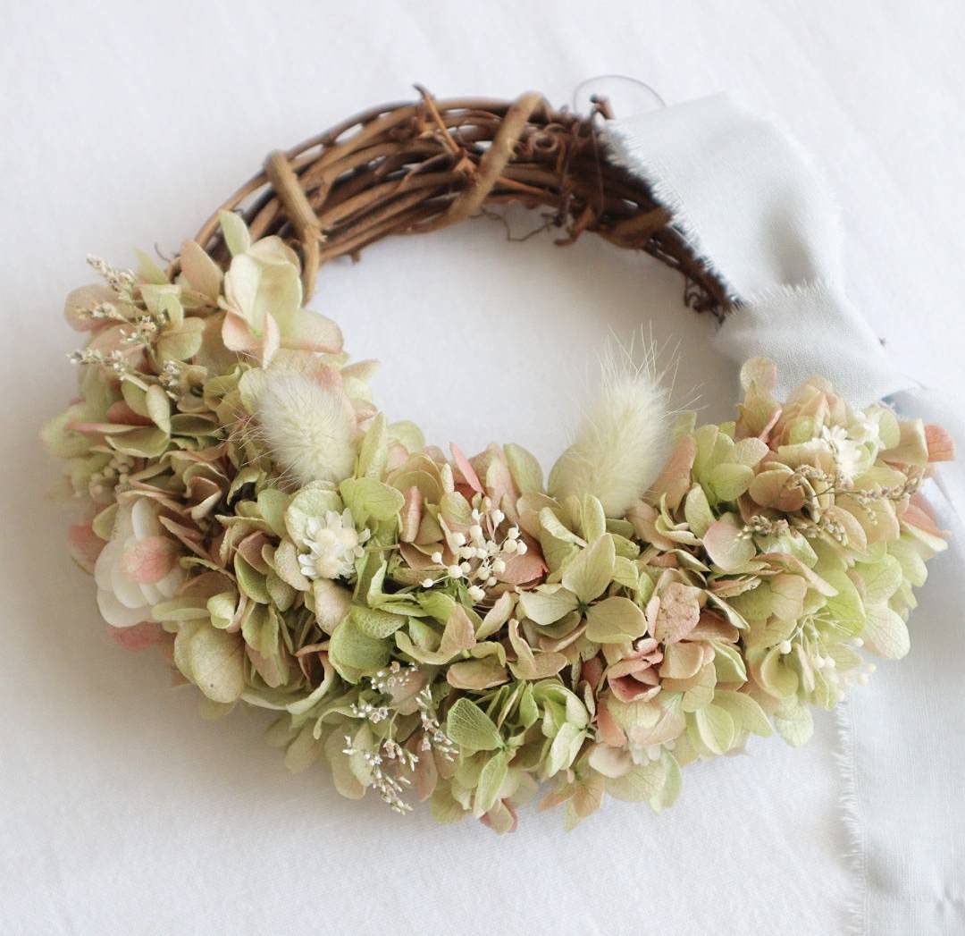 ◇ハーフリース◇紫陽花◇ナチュラルリース◇リース Amazon｜Lulu's ルルズ 紫陽花のハーフリース プリザーブド