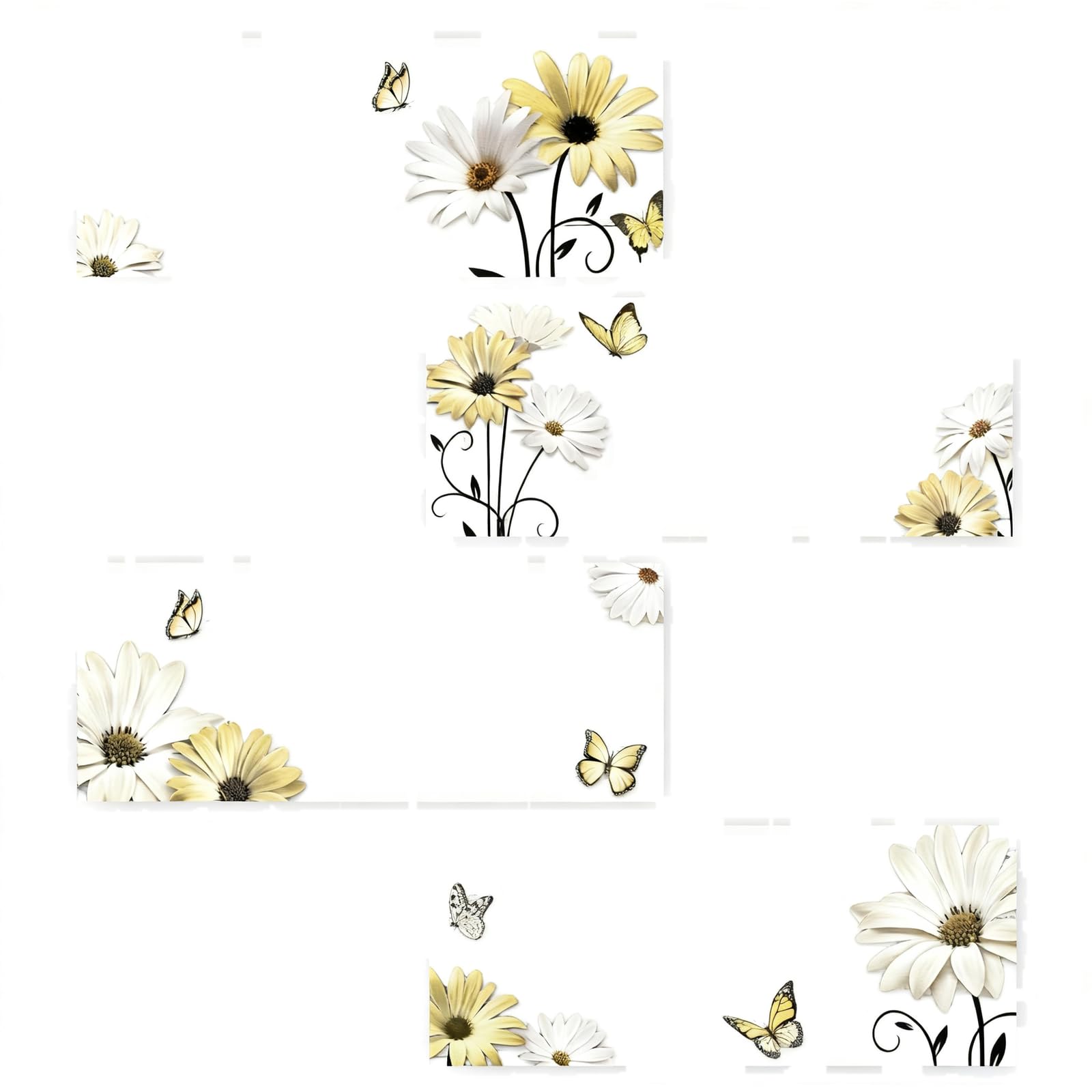 TWISAXC Elevate Any Room With 4 Pieces Yellow Wall Art Grey Bathroom Decor Featuring Beautiful Daisy And Butterfly Designs
