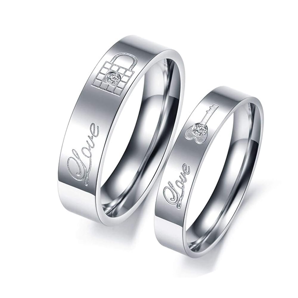 指輪・リング [SET] LOVETOKEN RING (couple set) KnSam Couple Ring Sets Stainless Steel Engraved Love Lock