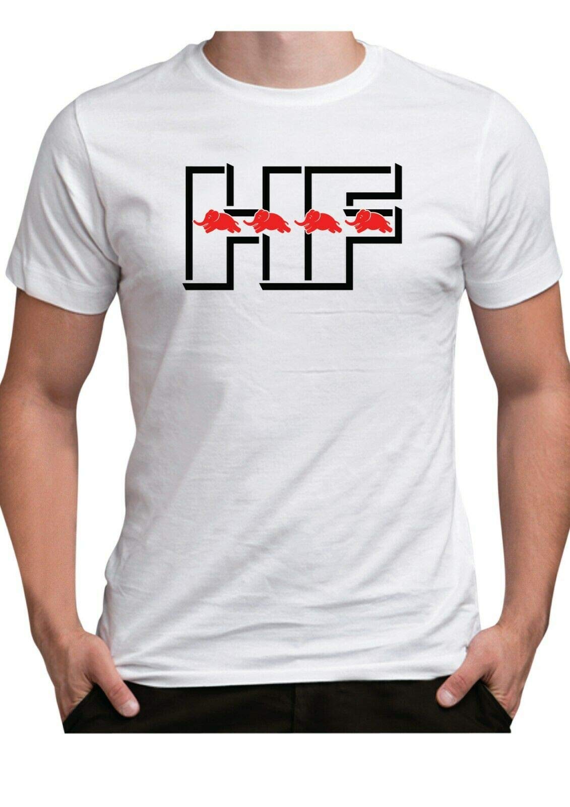 Time 4 Tee Men's White Lancia Stratos Hf T Shirt Elephant Targa Florio Delta Integrale Rally Decals (Large, )