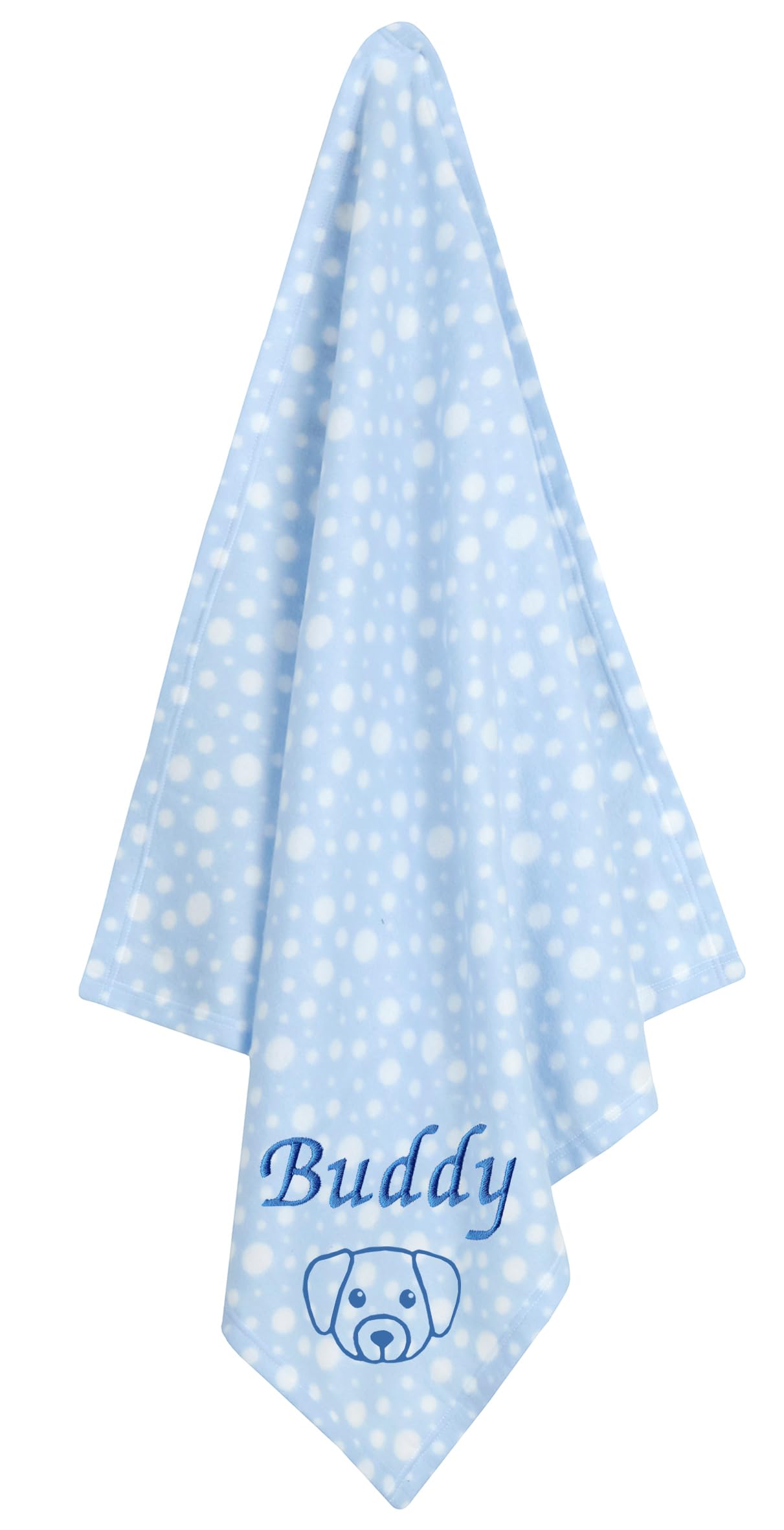 Jjlc Blue Spot - Dog Face Personalised Pet Dog Puppy Blanket Cat Kitten Bed Fleece (Blue Spot - Dog Face)
