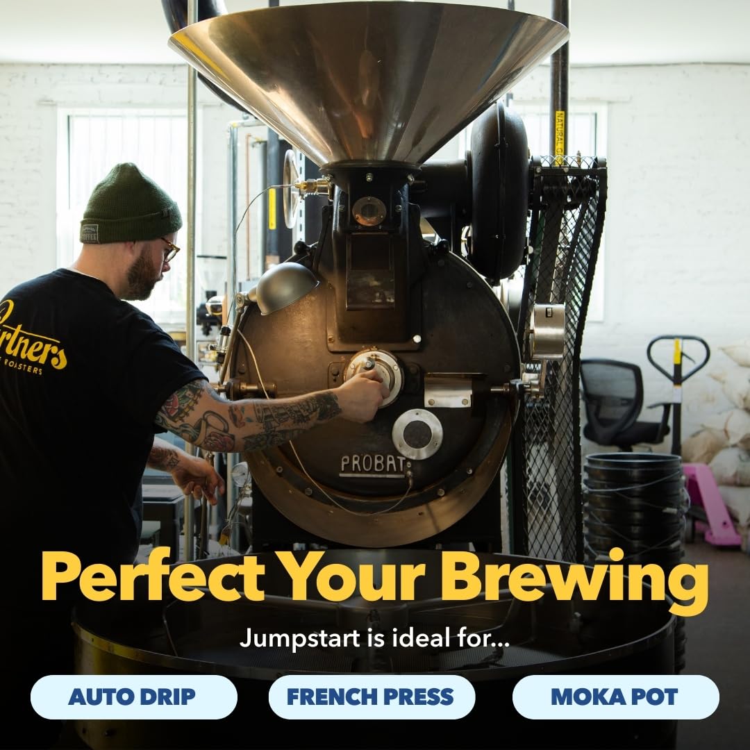 PARTNERS COFFEE ROASTERS - Whole Bean Coffee (Jumpstart - Medium-Light Roast) 12oz (2 Pack) - Full Bodied, Packed With Flavor - Whole Coffee Beans, Lab Tested for Mycotoxins & Heavy Metals, Hand Roasted in NYC