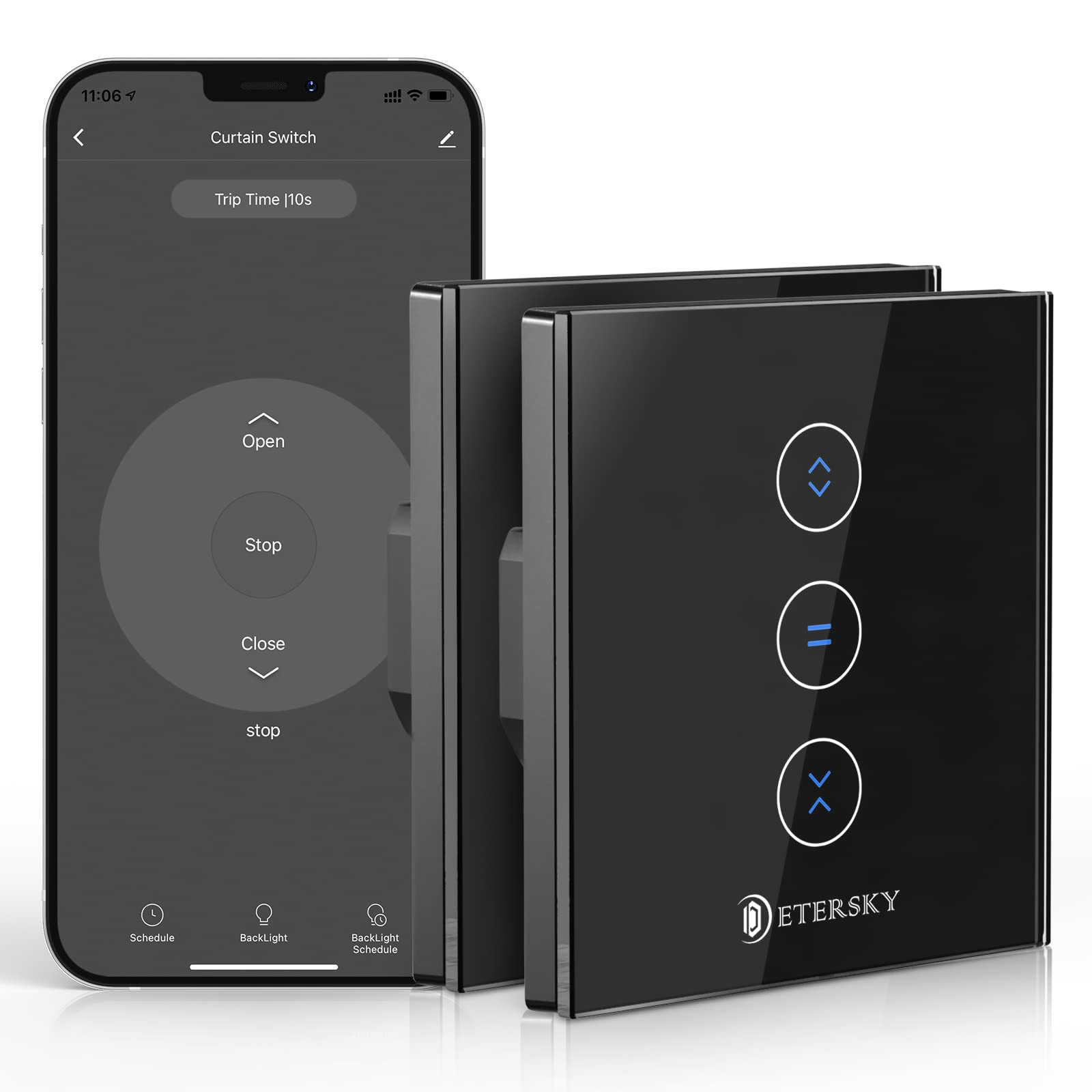 inteligentny przełącznik do rolet, Wi-Fi, programator czasowy, przełącznik z panelem dotykowym, kompatybilny z Alexa Google Home, pilot zdalnego sterowania za pomocą aplikacji, do zasłon