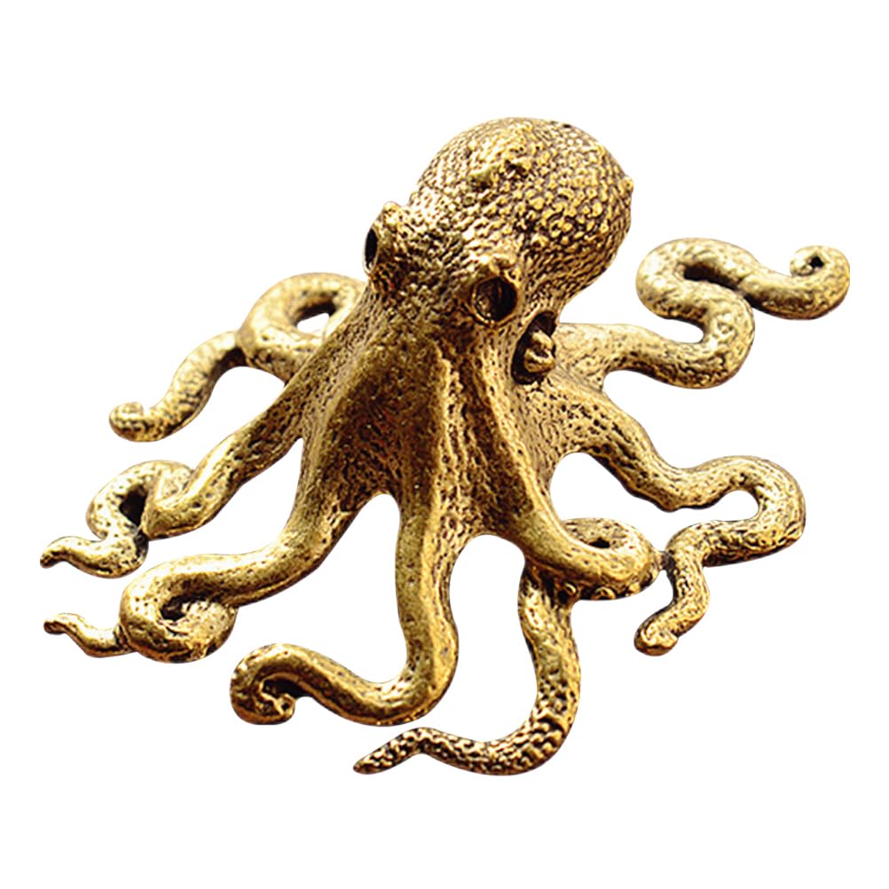 MAGICLULU Adorno De Pulpo Figura De Pulpo Juguete Criatura Marina Estatuilla Antigua China Escultura De Feng Shui Estatuilla De Pulpo De Mar Miniaturas Cobre Animal Estatua De Bronce Niño