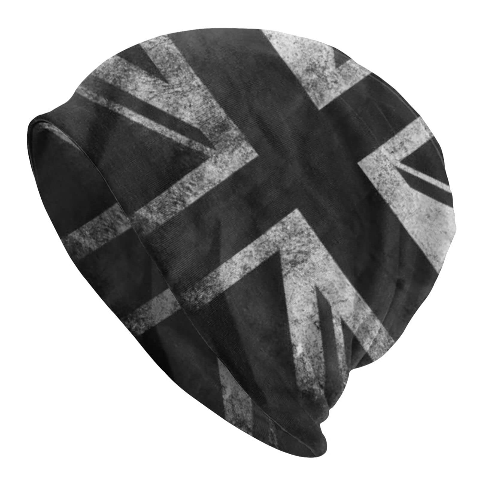 YINGD Knitted Hat Old Stained Dirty Union Jack British Flag Unisex Soft Winter Hat Cuffed Plain Skull Knit Warm Ski Hat