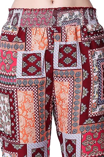 Image of POPWINGS Casual Boho Printed Side Long Slit Trousers for Women || Summer Wear Comfortable Pull-On Women Trousers || Western Relax-Fit Slit Trousers || Stylish Women Casual Trousers