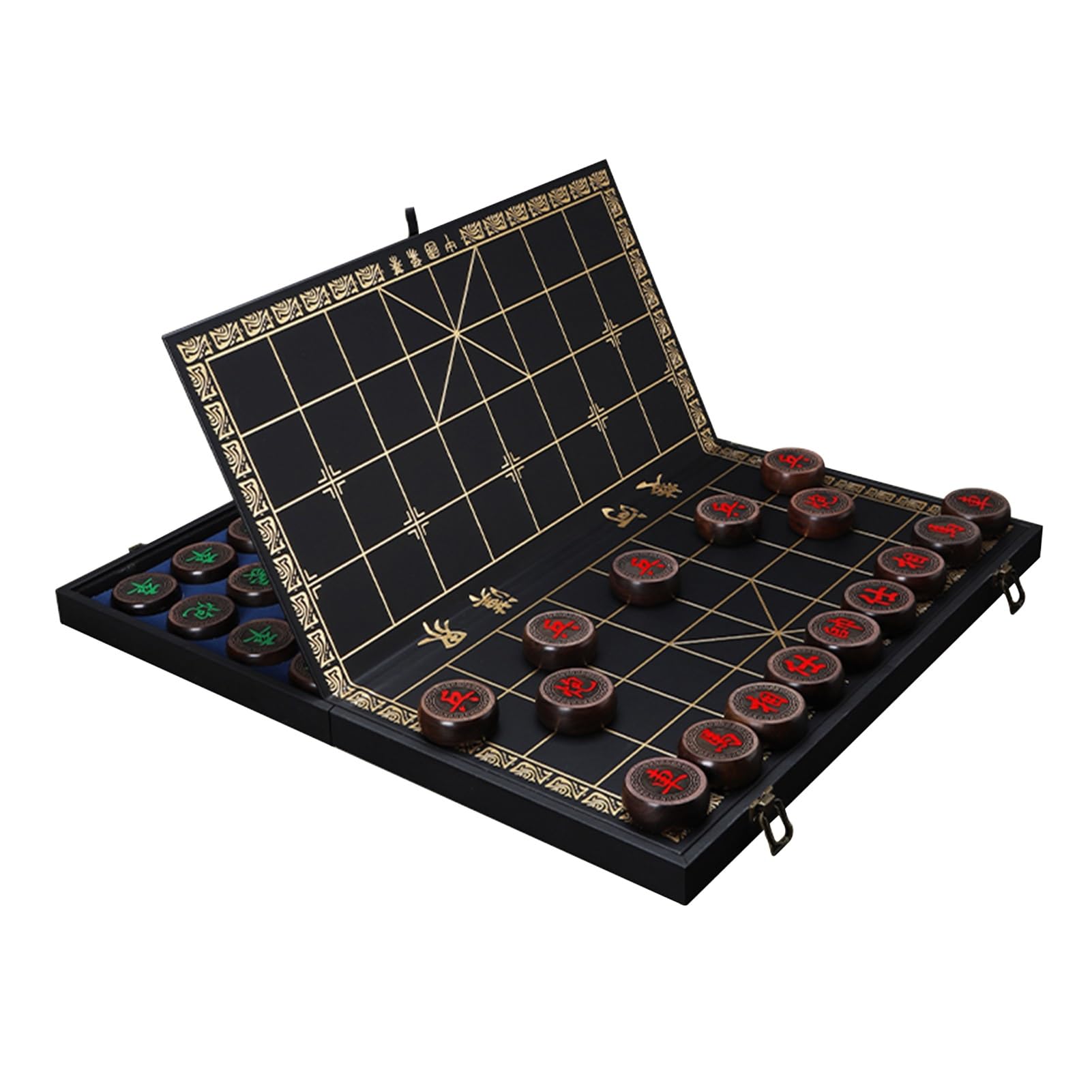 Ajedrez Chino portátil de ébano con Tablero Plegable. Juego de ajedrez Chino Xiangqi. Juego de Estrategia para Viajes. Juego de Mesa para 2 Jugadores (4,8 cm/1,9 Pulgadas).