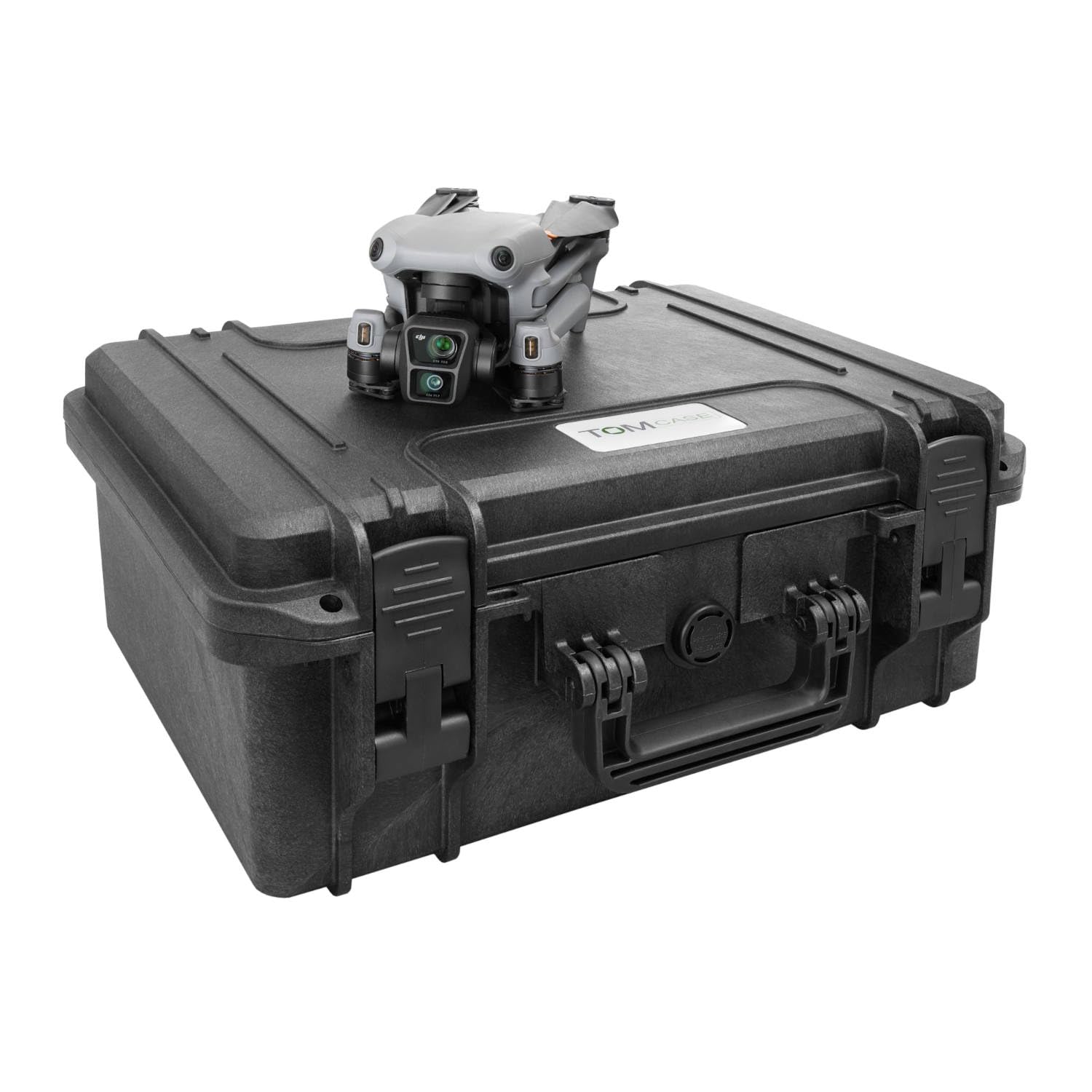 TOMcase Drohnenkoffer „Travel Edition” für DJI Air 3S Fly More Combo, Standard oder DJI RC 2 Controller, Akkus Laden im Koffer, wasserdicht Outdoor Case - deutsches Produkt (Schwarz/Rot-Schwarz)