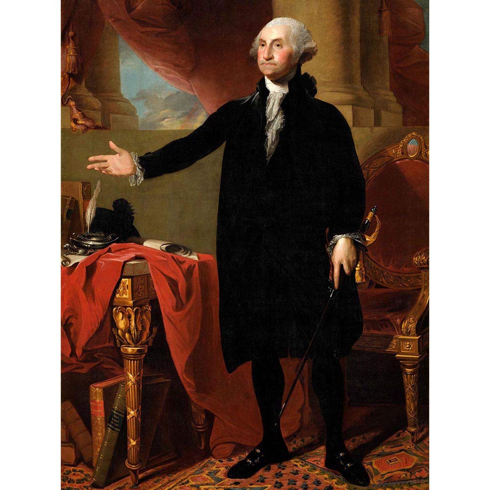 Wee Blue Coo Painting Portrait Stuart President George Washington Art Print Poster Wall Decor 12X16 Inch