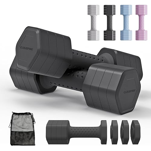 Adjustable Dumbbell Set of 2, 4 in 1 Free Weights Dumbbells Set, Hand Weights for Women at Home, 5 lb Dumbbells Set with Non-slip Comfort Handle for Home Gym Exercise Workout Training