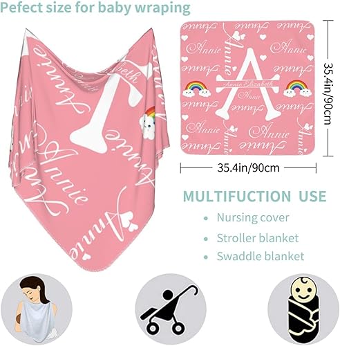Miniatura 2 de Manta de Arrullo Personalizada para Bebé Niño Niña con Diadema de Lazo y Conjunto de Gorro Manta de Bebé Personalizada con Nombre Regalos de Bebé