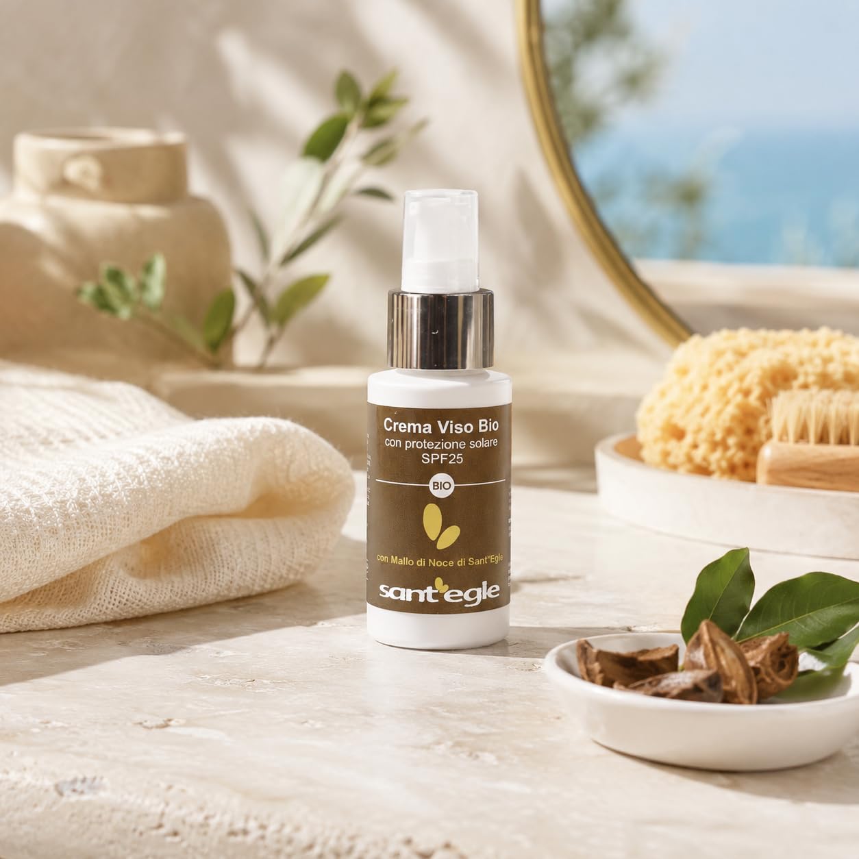 Sant'Egle Krem do twarzy z ochroną przeciwsłoneczną SPF25 Organiczny orzech włoski, 30 ml, ekonomiczny pakiet 3 szt. (3)