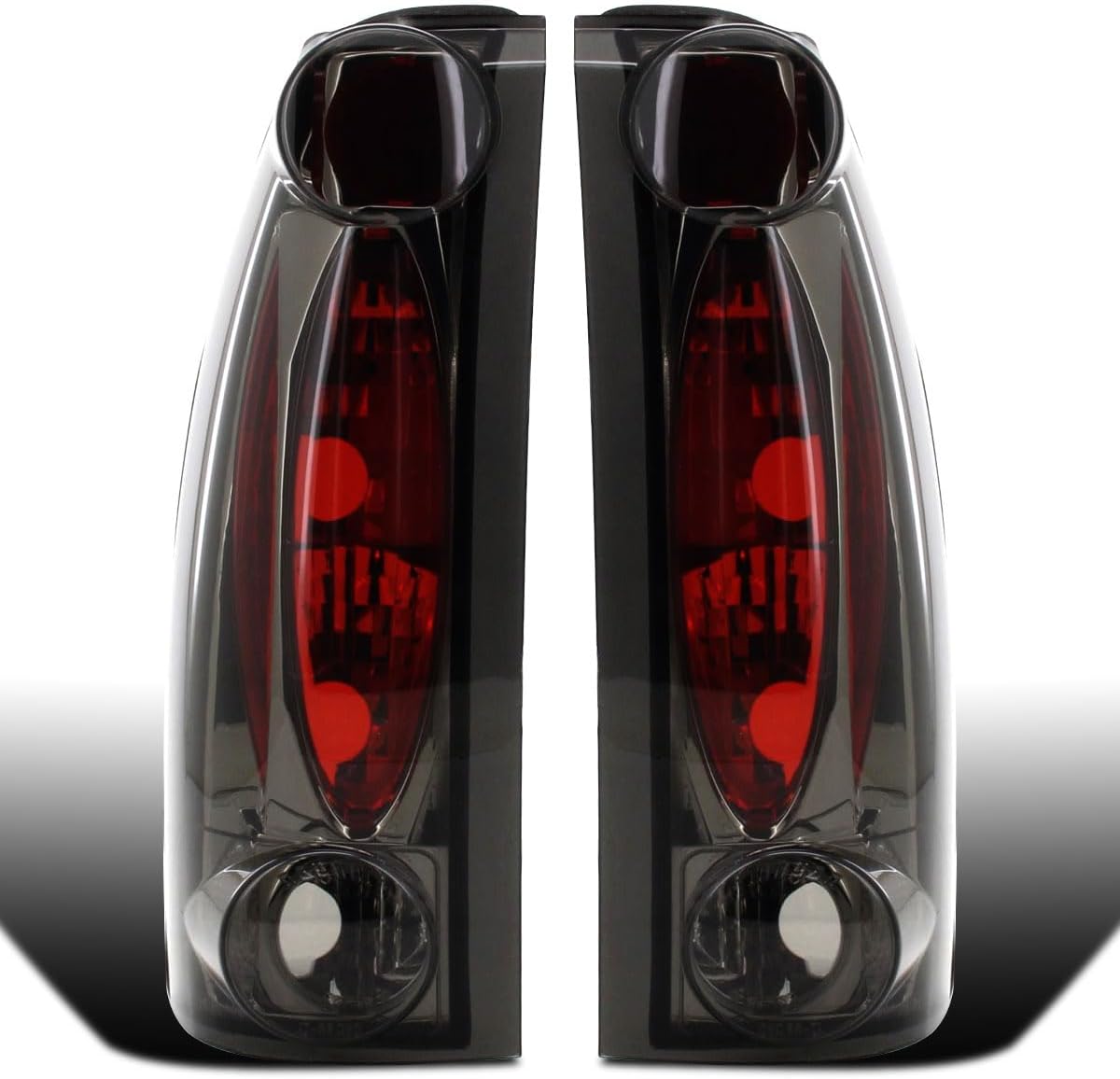 Ronnin - Fits 1988-2000 Chevy GMC C/K C10 Silverado Sierra Suburban Yukon Blazer Tahoe Caddy Escalade Tail Lights Replacement Assembly Pair | Smoke