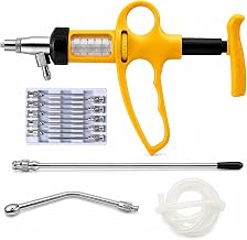 Veterinary Metal Adjustable Syringe, 10 ml Pipette Type | Livestock vaccine injection， Oral Drench Feeder, For Cattle Sheep Pig, Reusable Rust-Proof