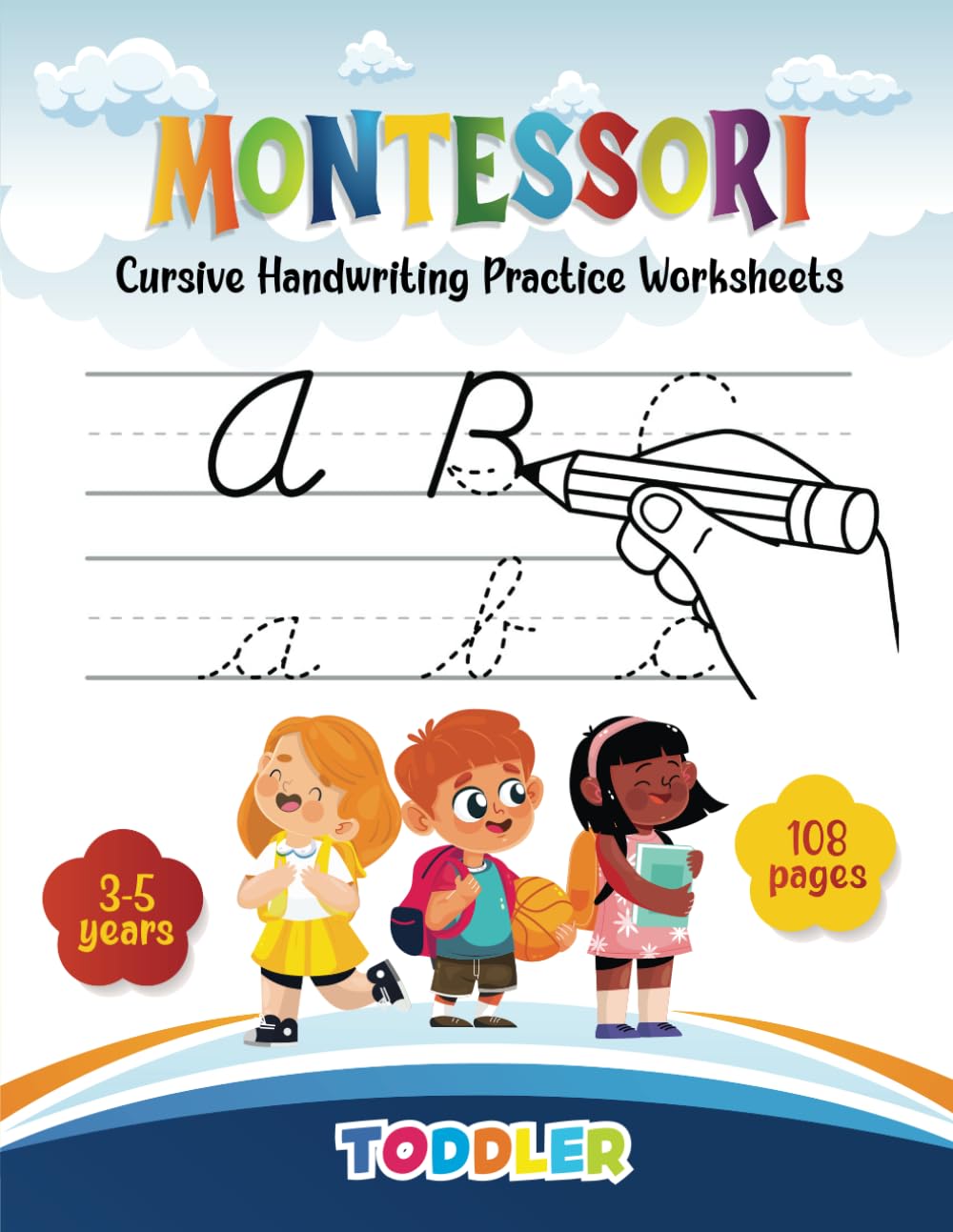Montessori Activity Book For Preschool Cursive Handwriting Practice Worksheets: Montessori Preschool Kindergarten Cursive Handwriting Practice ... writing for kids ages 3-5 Cursive letters
