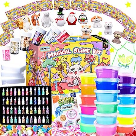 Amazon Hsetilv スライム Slime Kit フリースライム おもちゃ 手作りツール ストレス解消 ふわふわクリスタル粘土 一緒に遊ぼう 福袋 ねんど おもちゃ