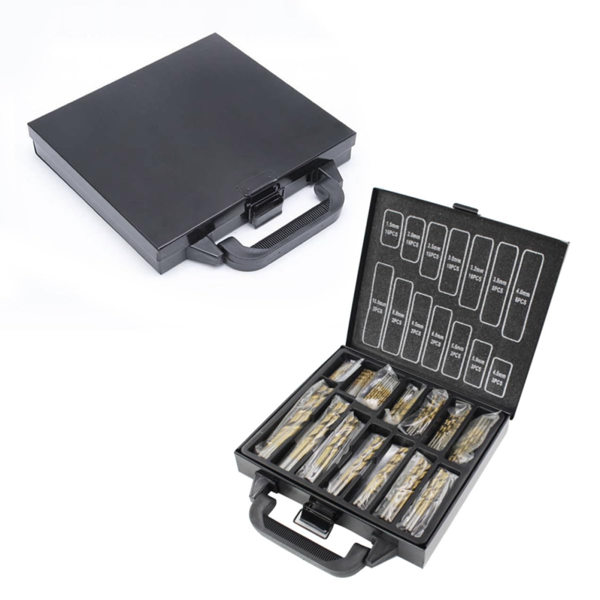 Hss Titanium Nitride Drill Bit Set 1.5mm-10mm, Black 99pcs